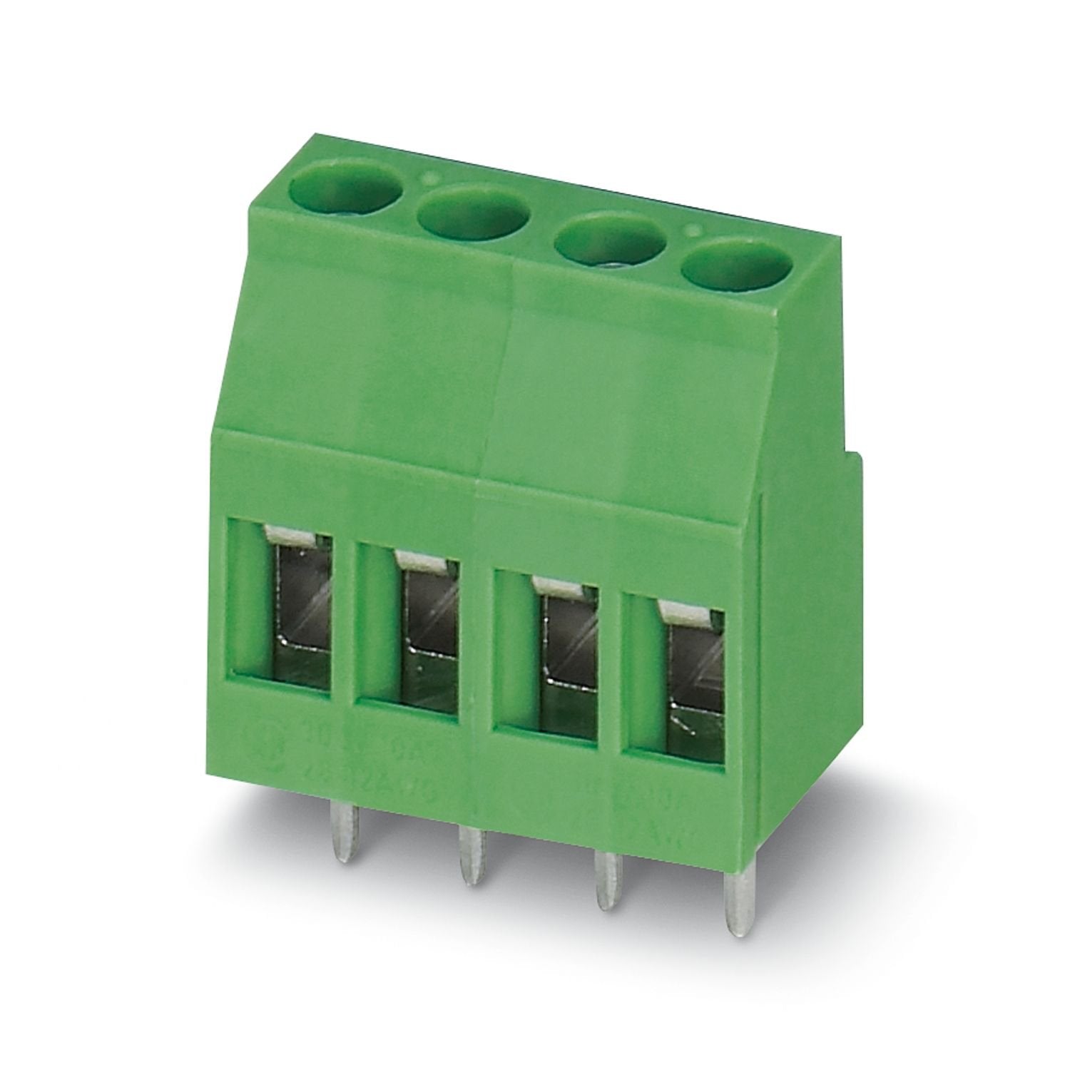 Printed circuit board terminal, nominal current: 24 A, rated voltage (III/2): 400 V, nominal cross section: 2.5 mm 2 , number of potentials: 9, number of rows: 1, number of positions per row: 9, product range: MKDSB 3, pitch: 5 mm, connection method: Screw connection with tension sleeve, screw head form: L Slotted, mounting: Wave soldering, conductor/PCB connection direction: 0 °, color: green, Pin layout: Linear pinning, Solder pin [P]: 4 mm, number of solder pins per potential: 1, type of packaging: packe