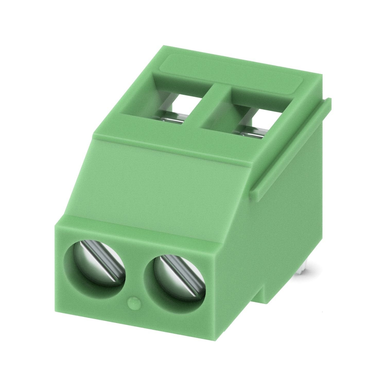 Printed circuit board terminal, nominal current: 24 A, rated voltage (III/2): 400 V, nominal cross section: 2.5 mm 2 , number of potentials: 2, number of rows: 1, number of positions per row: 2, product range: MKDSF 3, pitch: 5.08 mm, connection method: Screw connection with tension sleeve, screw head form: L Slotted, mounting: Wave soldering, conductor/PCB connection direction: 90 °, color: green, Pin layout: Linear pinning, Solder pin [P]: 4.08 mm, number of solder pins per potential: 1, type of packaging