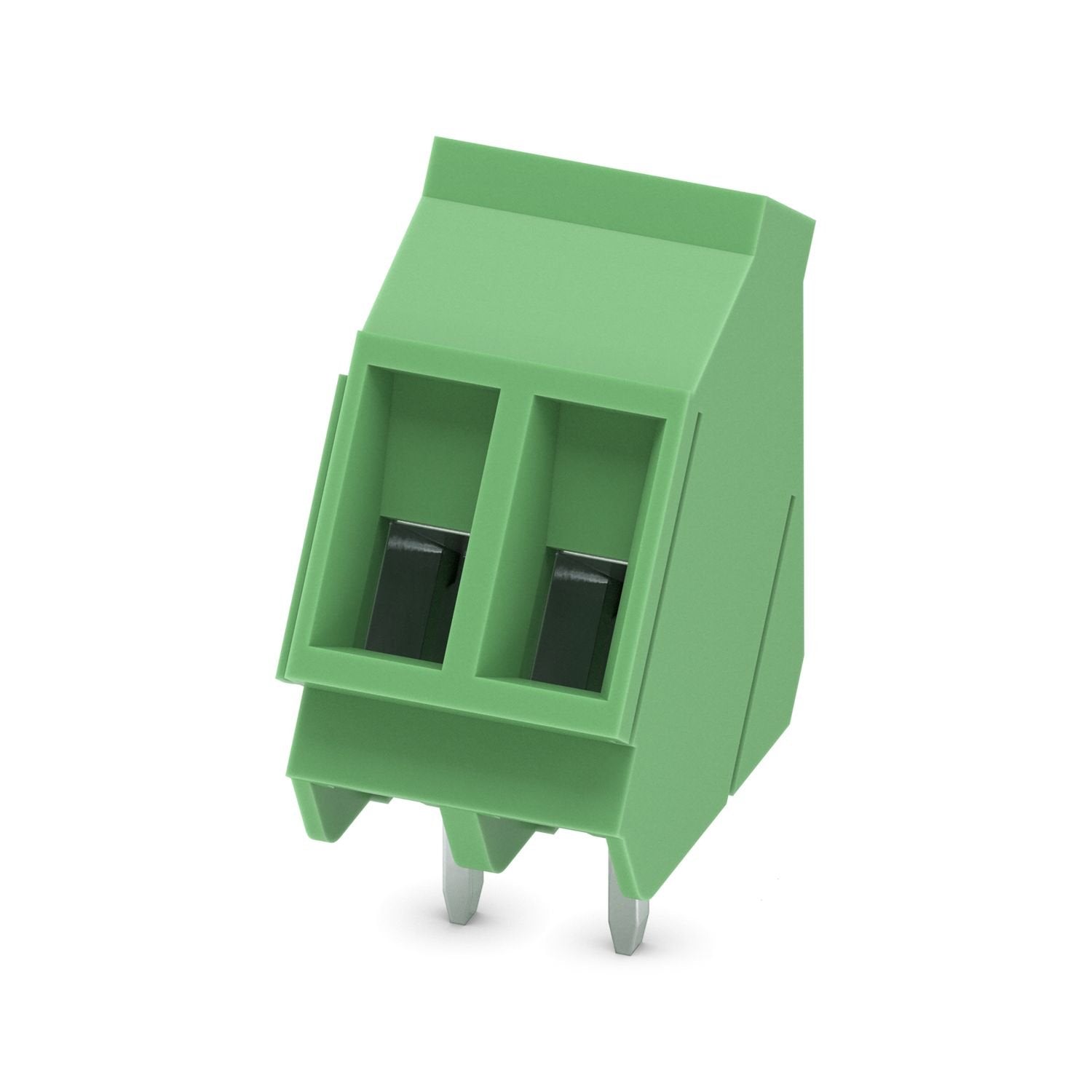 Printed circuit board terminal, nominal current: 24 A, rated voltage (III/2): 400 V, nominal cross section: 2.5 mm 2 , number of potentials: 2, number of rows: 1, number of positions per row: 2, product range: SMKDS 3, pitch: 5 mm, connection method: Screw connection with tension sleeve, screw head form: L Slotted, mounting: Wave soldering, conductor/PCB connection direction: 55 °, color: green, Pin layout: Linear pinning, Solder pin [P]: 4.5 mm, number of solder pins per potential: 1, type of packaging: pa