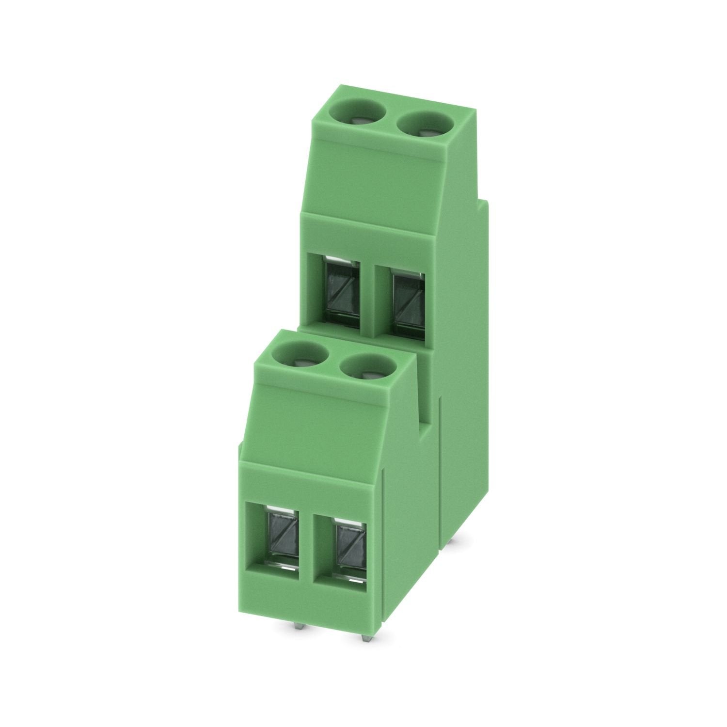 Printed circuit board terminal, nominal current: 17.5 A, rated voltage (III/2): 400 V, nominal cross section: 2.5 mm 2 , number of potentials: 4, number of rows: 2, number of positions per row: 2, product range: MKKDSG 3, pitch: 5 mm, connection method: Screw connection with tension sleeve, screw head form: L Slotted, mounting: Wave soldering, conductor/PCB connection direction: 0 °, color: green, Pin layout: Linear pinning, Solder pin [P]: 5 mm, number of solder pins per potential: 1, type of packaging: pa