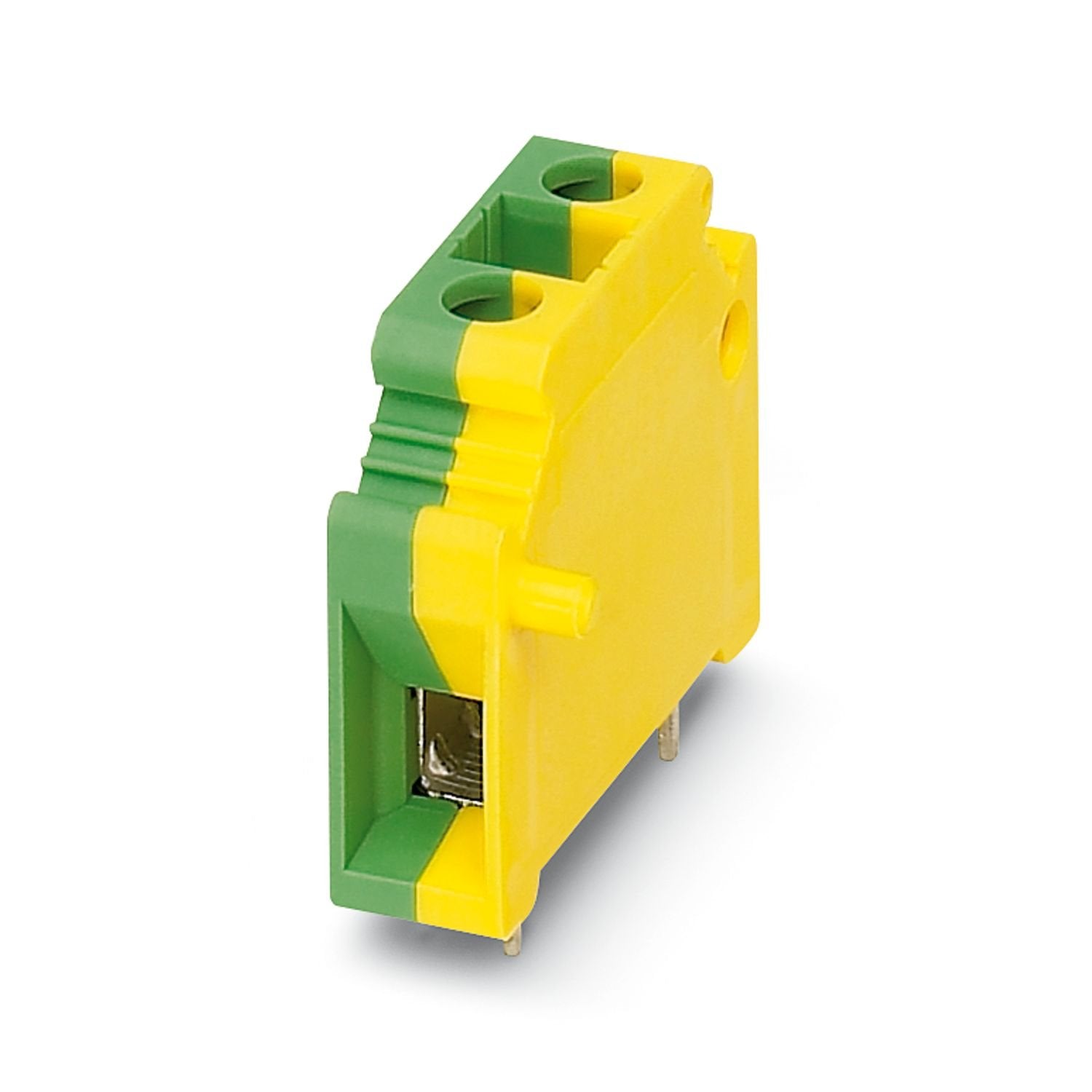 Printed circuit board terminal, nominal current: 76 A, rated voltage (III/2): 320 V, nominal cross section: 10 mm 2 , number of potentials: 1, number of rows: 1, number of positions per row: 1, product range: KDS 10-PE, pitch: 10 mm, connection method: Screw connection with tension sleeve, screw head form: L Slotted, mounting: Wave soldering, conductor/PCB connection direction: 0 °, color: yellow, Pin layout: Linear pinning, Solder pin [P]: 4.3 mm, number of solder pins per potential: 4, type of packaging: 
