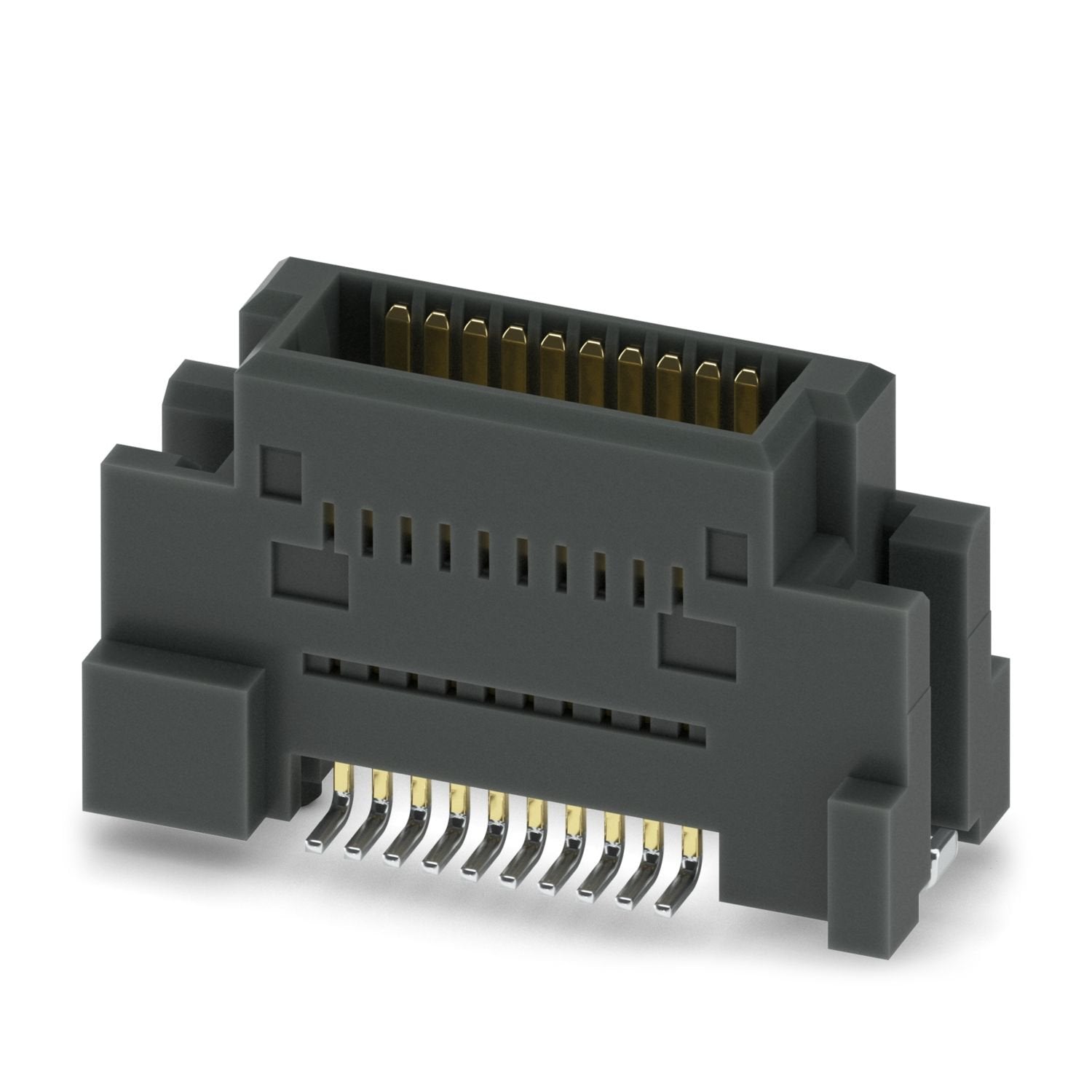 SMD male connector, nominal current: 0.5 A, test voltage: 500 V AC, number of positions: 20, pitch: 0.635 mm, color: black, contact surface: Au, contact connection type: Pin, mounting: SMD soldering