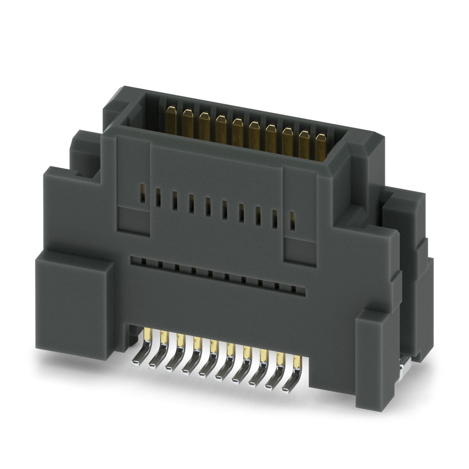 SMD male connector, nominal current: 0.5 A, test voltage: 500 V AC, number of positions: 20, pitch: 0.635 mm, color: black, contact surface: Au, contact connection type: Pin, mounting: SMD soldering