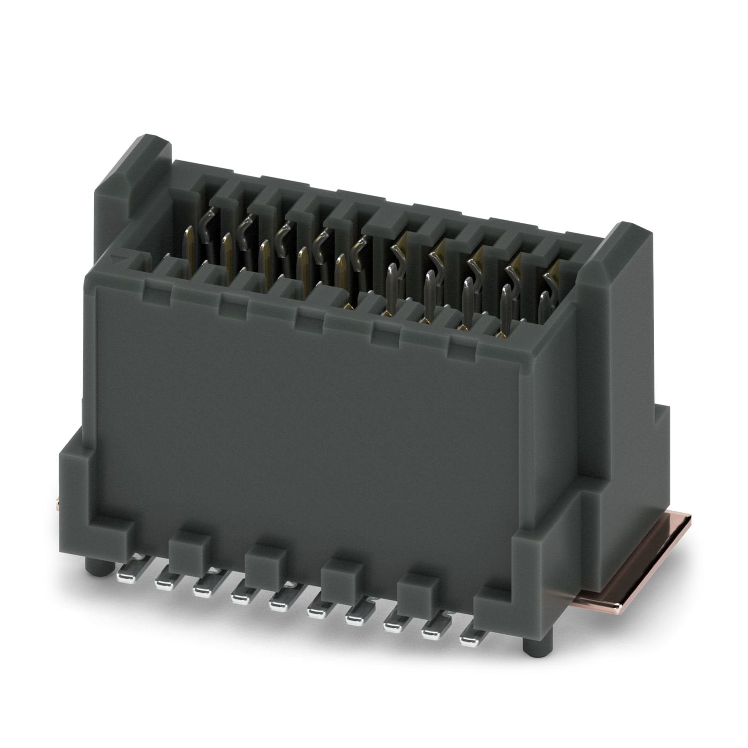 SMD male connector, nominal current: 1.7 A, test voltage: 500 V AC, number of positions: 20, pitch: 0.8 mm, color: black, contact surface: Au, contact connection type: Pin, mounting: SMD soldering