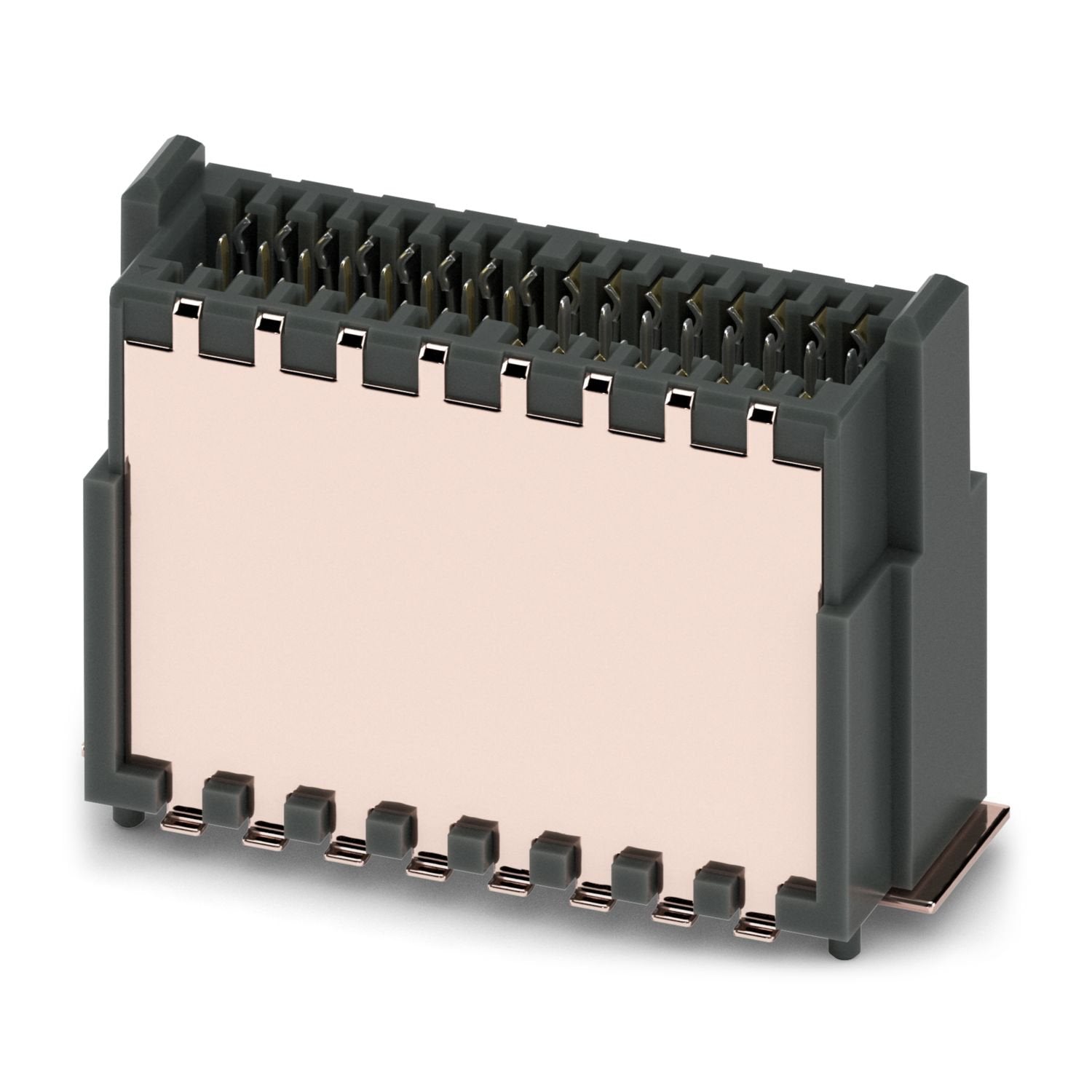 shielded SMD male connector, nominal current: 1.7 A, test voltage: 500 V AC, number of positions: 32, pitch: 0.8 mm, color: black, contact surface: Au, contact connection type: Pin, mounting: SMD soldering