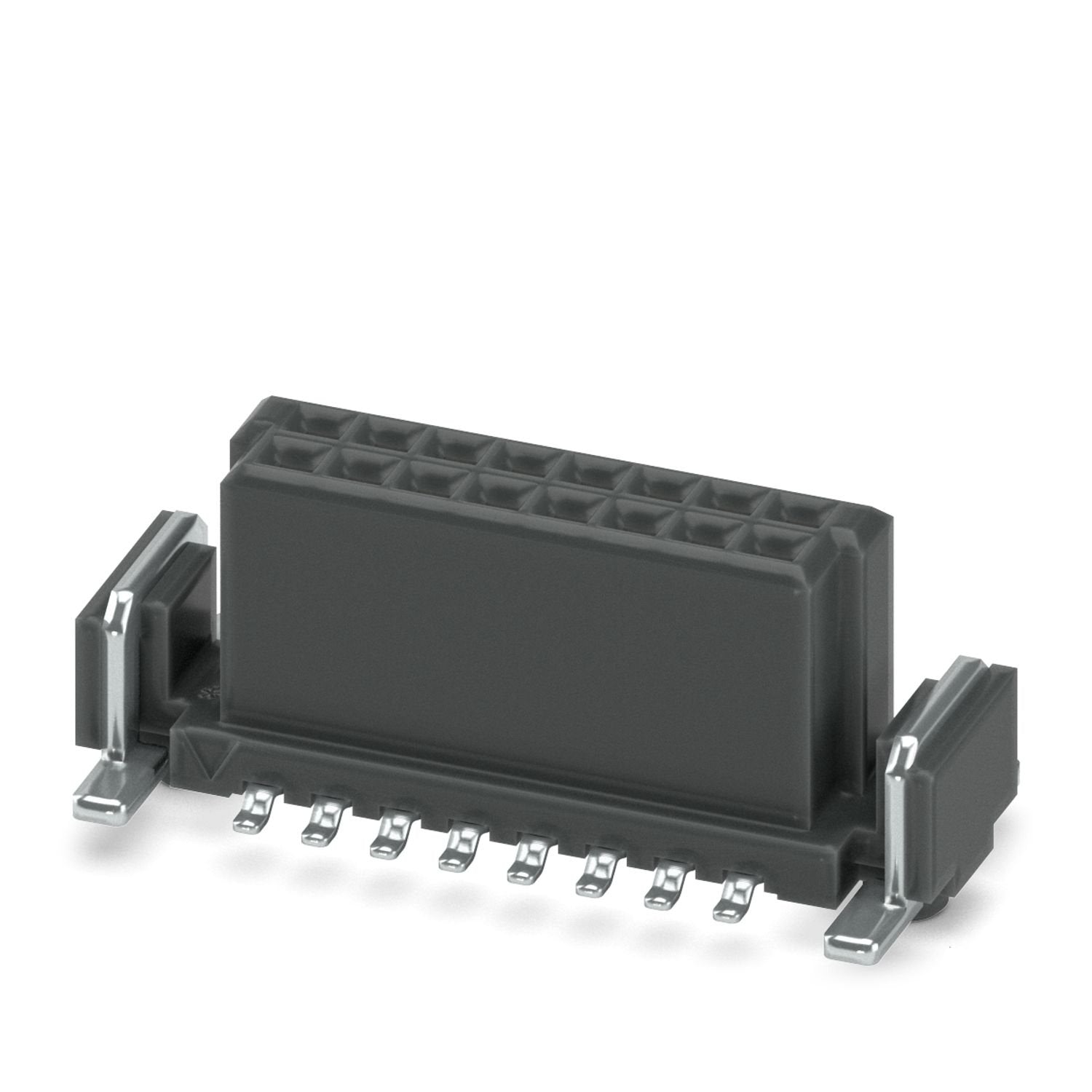SMD female connector, nominal current: 2.2 A, test voltage: 840 V AC, number of positions: 16, pitch: 1.27 mm, color: black, contact surface: Au, contact connection type: Socket, mounting: SMD soldering