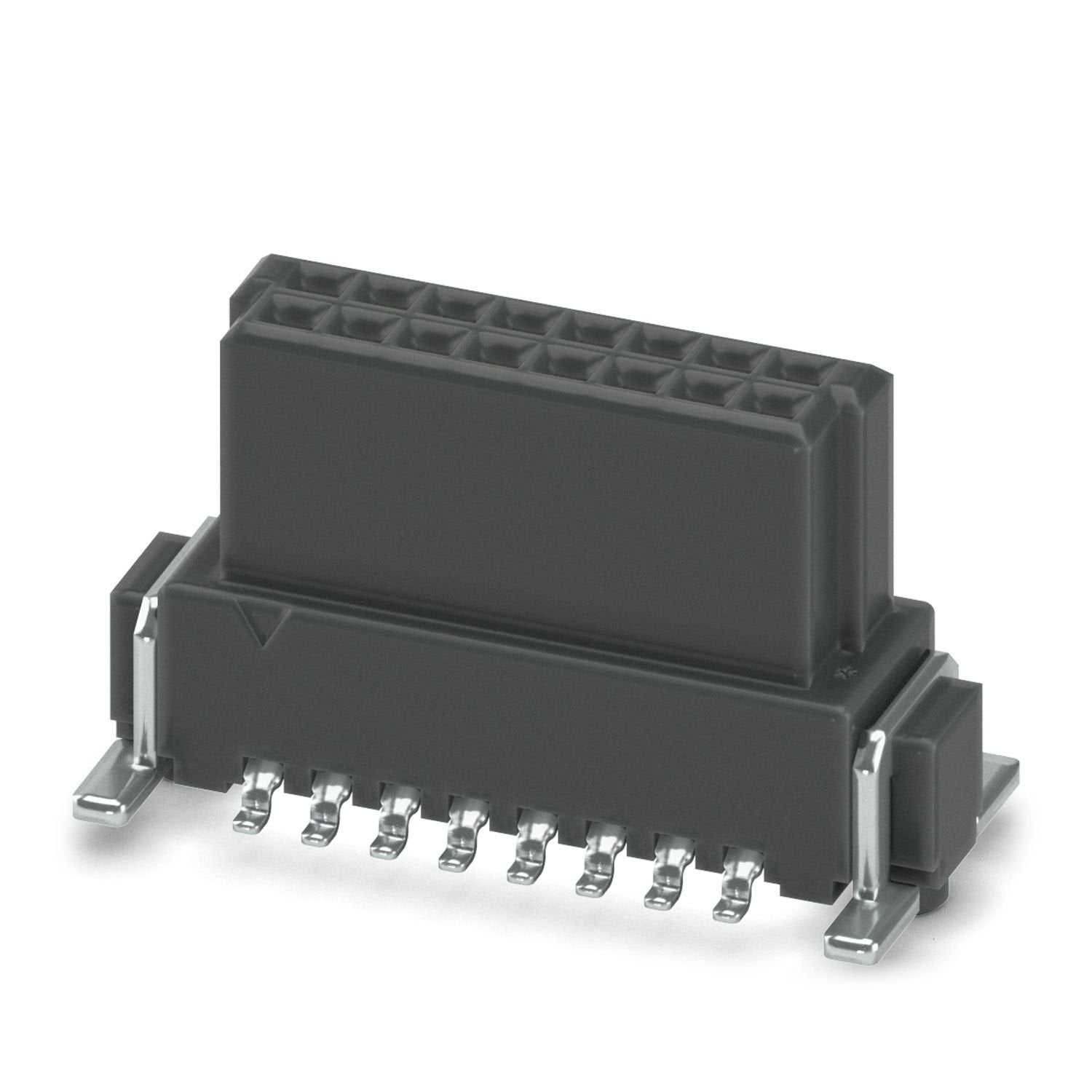 SMD female connector, nominal current: 2.1 A, test voltage: 840 V AC, number of positions: 16, pitch: 1.27 mm, color: black, contact surface: Au, contact connection type: Socket, mounting: SMD soldering