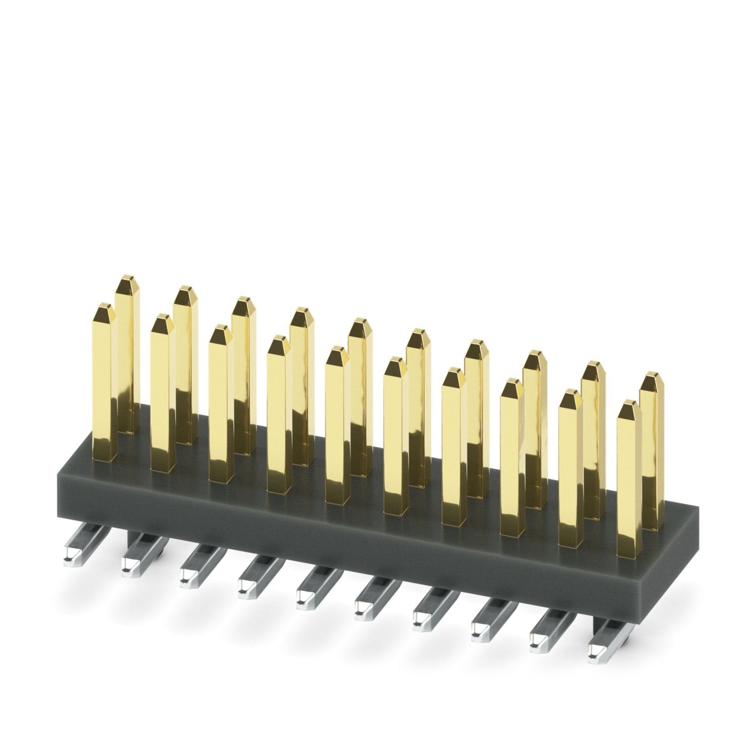 SMD pin header, nominal current: 1 A, test voltage: 500 V AC, number of positions: 20, pitch: 1.27 mm, color: black, contact surface: Au, contact connection type: Pin, mounting: SMD soldering