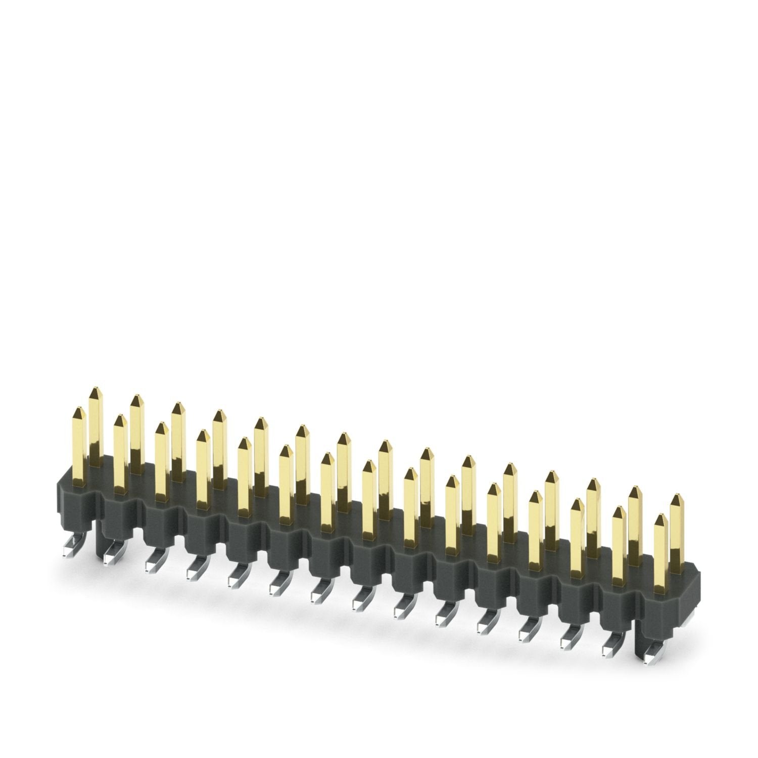 SMD pin header, nominal current: 3 A, test voltage: 500 V AC, number of positions: 30, pitch: 2.54 mm, color: black, contact surface: Au, contact connection type: Pin, mounting: SMD soldering