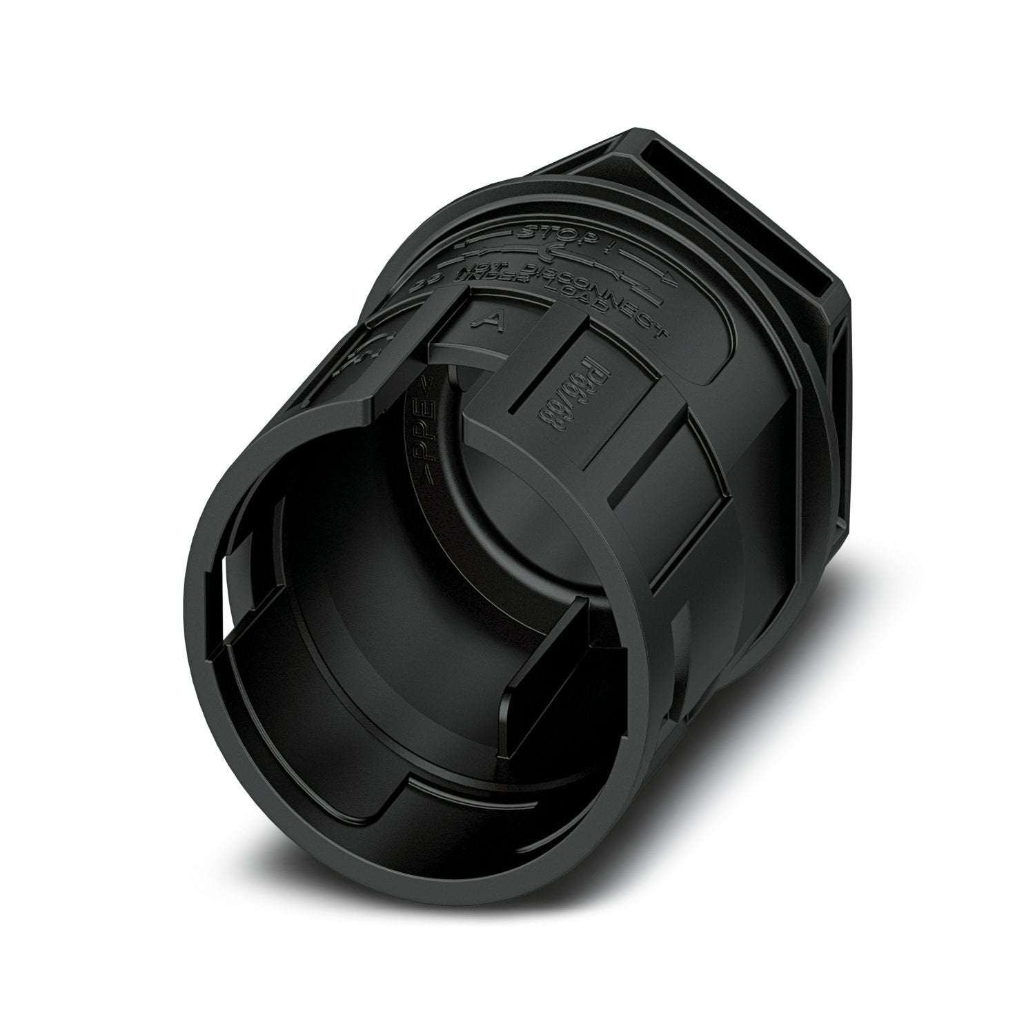 Device connector front mounting, Range of articles: PRC 35, color: black, rated voltage: 690 V AC, Connector housing without contact insert. Please order the appropriate contact inserts according to the accessories list