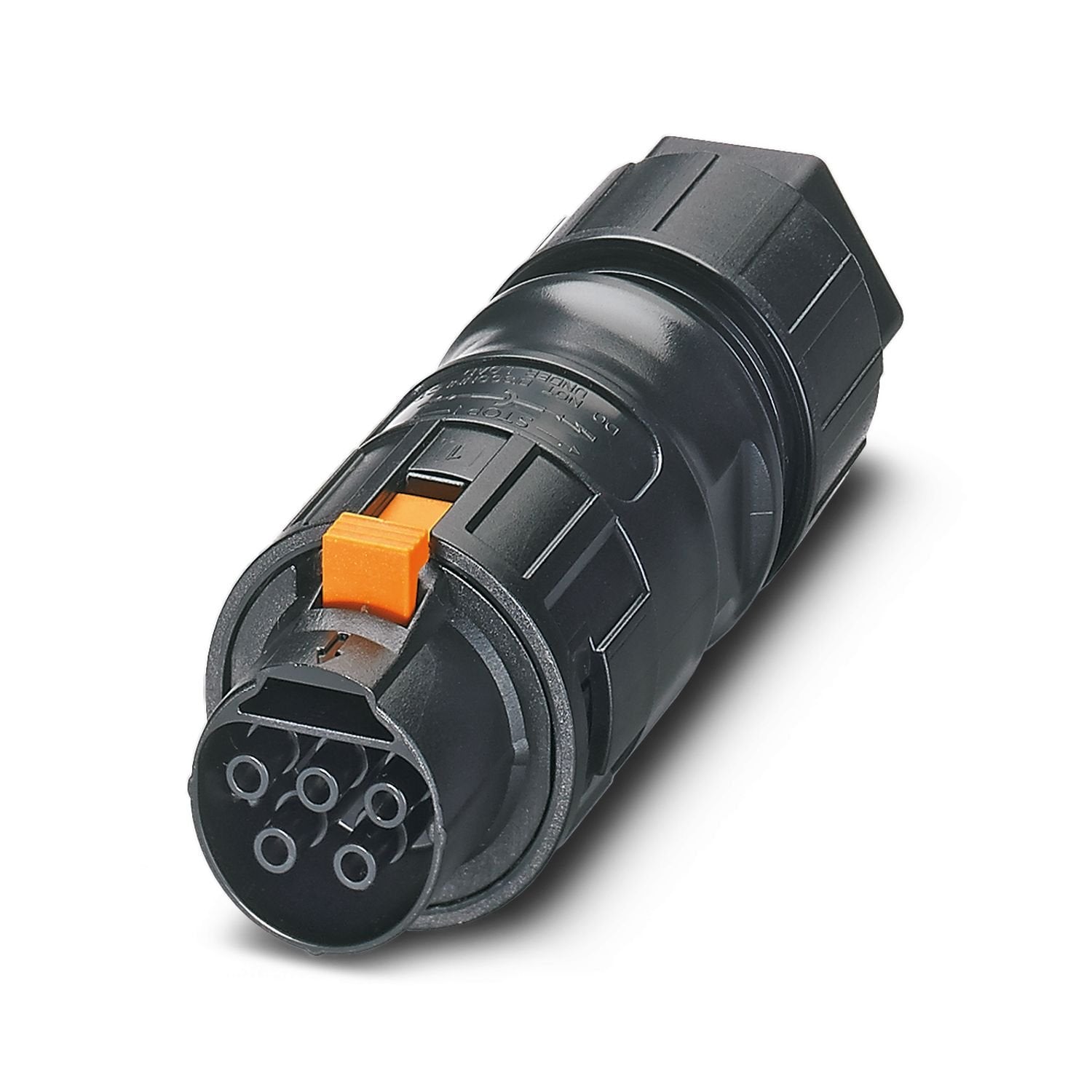 PRC test plug, 2000 plug cycles, can be released by hand, black, 5-pos., 1.5 mm 2 ... 6 mm 2 / 690 V / 35 A, with screw connection for cables with an outside diameter of 8 mm ... 21 mm.