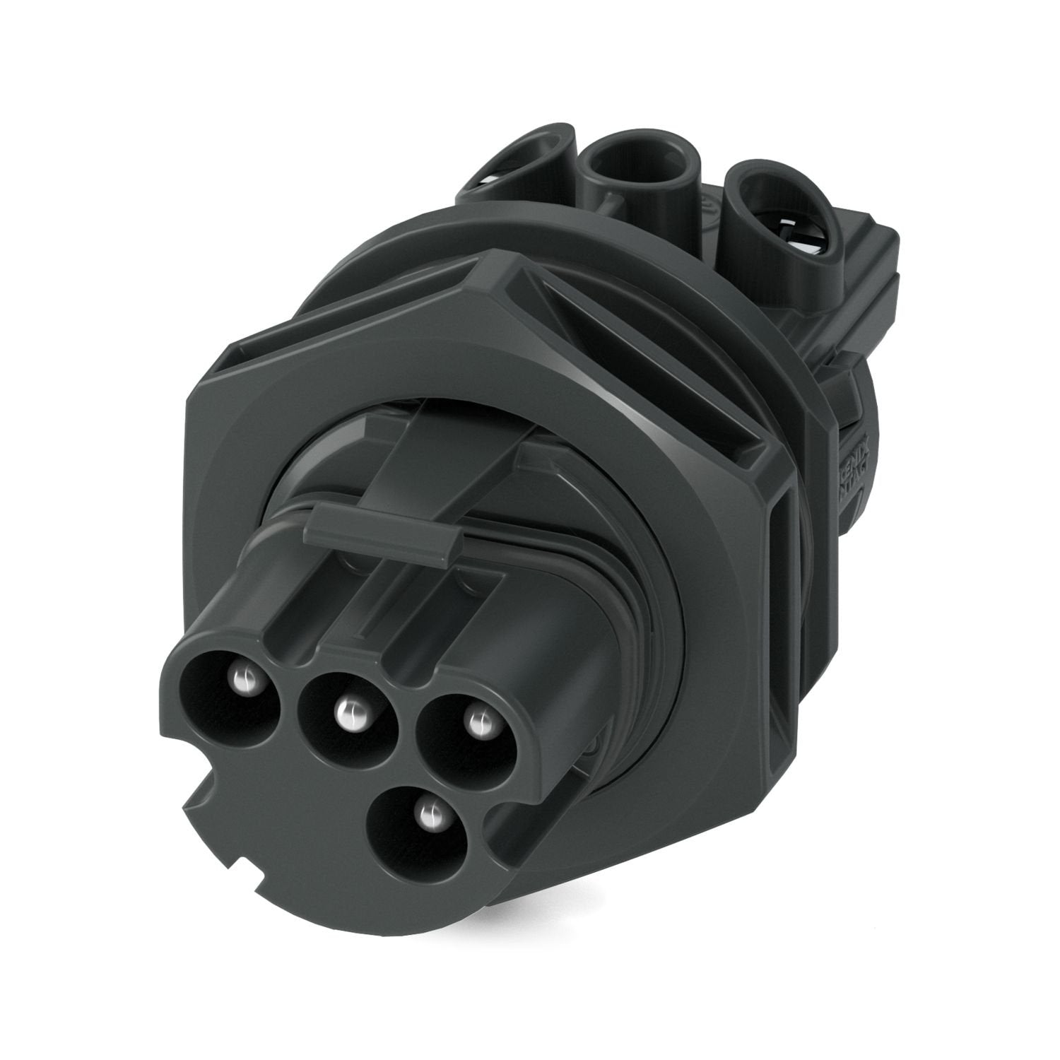 Panel feed-through, Range of articles: ArcZero, color: black, number of positions: 3, min. conductor cross-section: 1.5 mm 2 , max. conductor cross-section: 6 mm 2 , rated voltage: 800 VDC, rated current: 20 A, Connection method: Screw connection, Maximum load when disconnecting: 16 kW, scope: DC grid