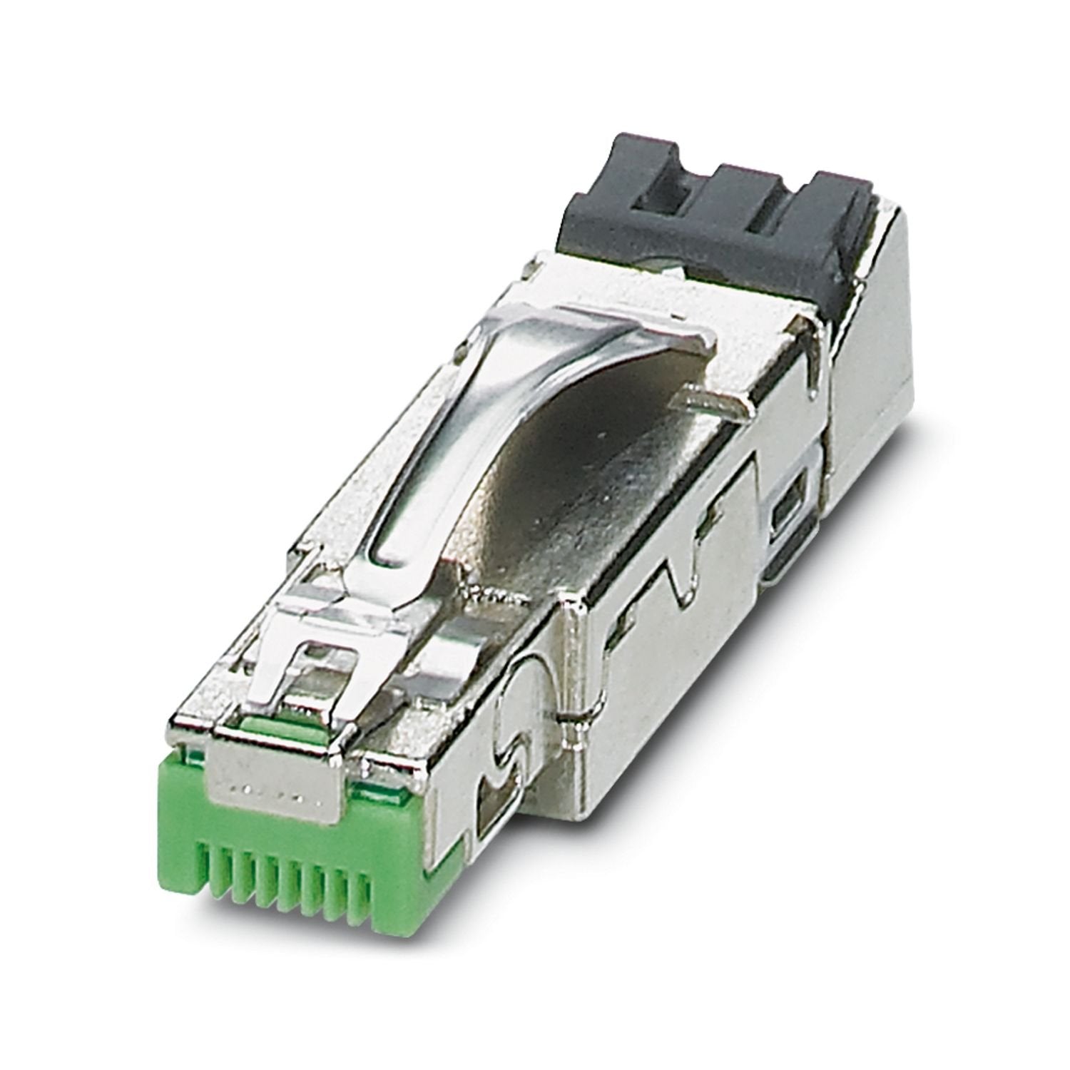 RJ45 connector, design: RJ45, degree of protection: IP20, number of positions: 8, 1 Gbps, CAT5, material: Metal, connection method: Insulation displacement connection, connection cross section: AWG 23- 22, cable outlet: straight, color: green, Ethernet/PROFINET