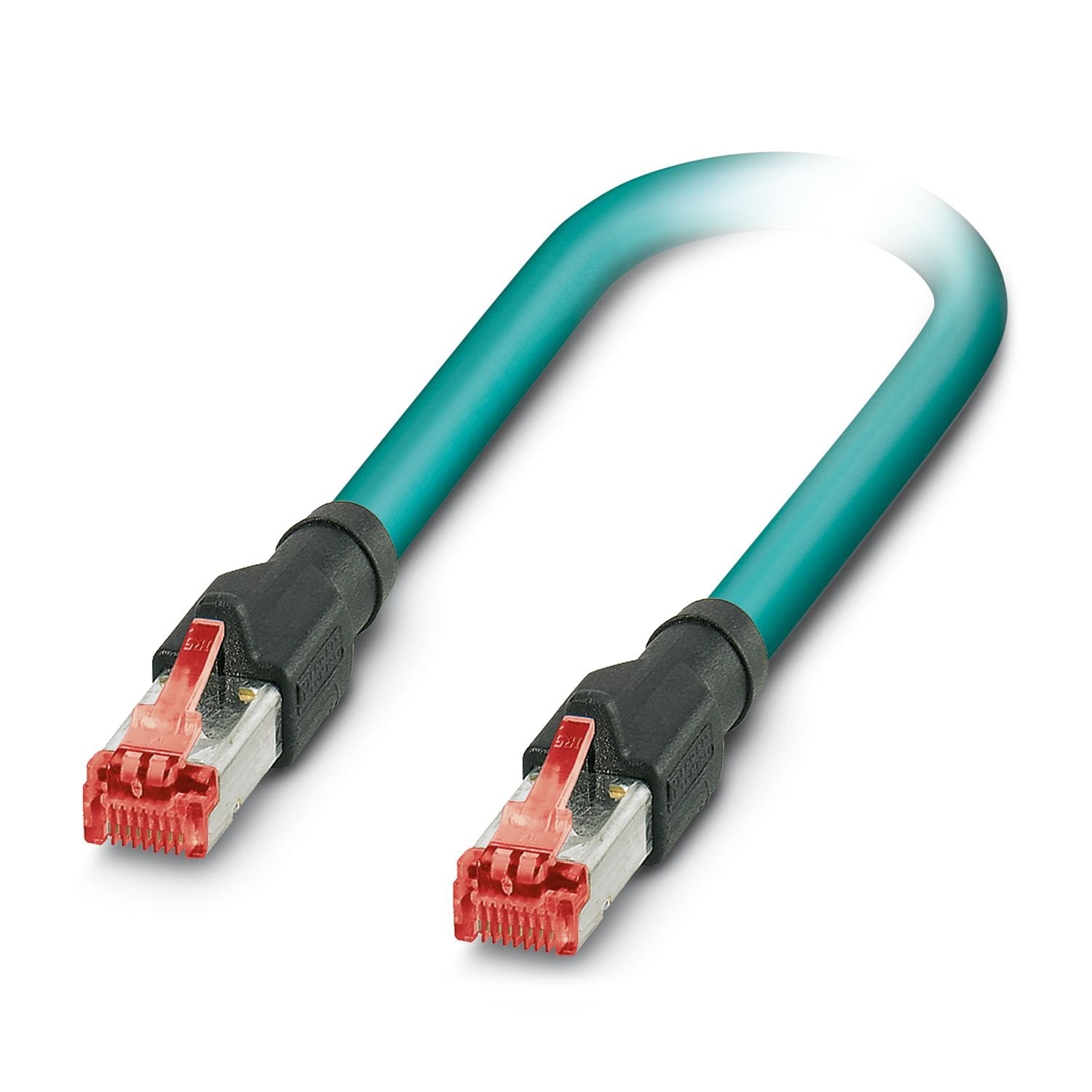 Assembled Ethernet cable, shielded, 4-pair, AWG 26 stranded (7-wire), RAL 5021 (water blue), RJ45 plug/IP20 to RJ45 plug/IP20, line, length: 1 m