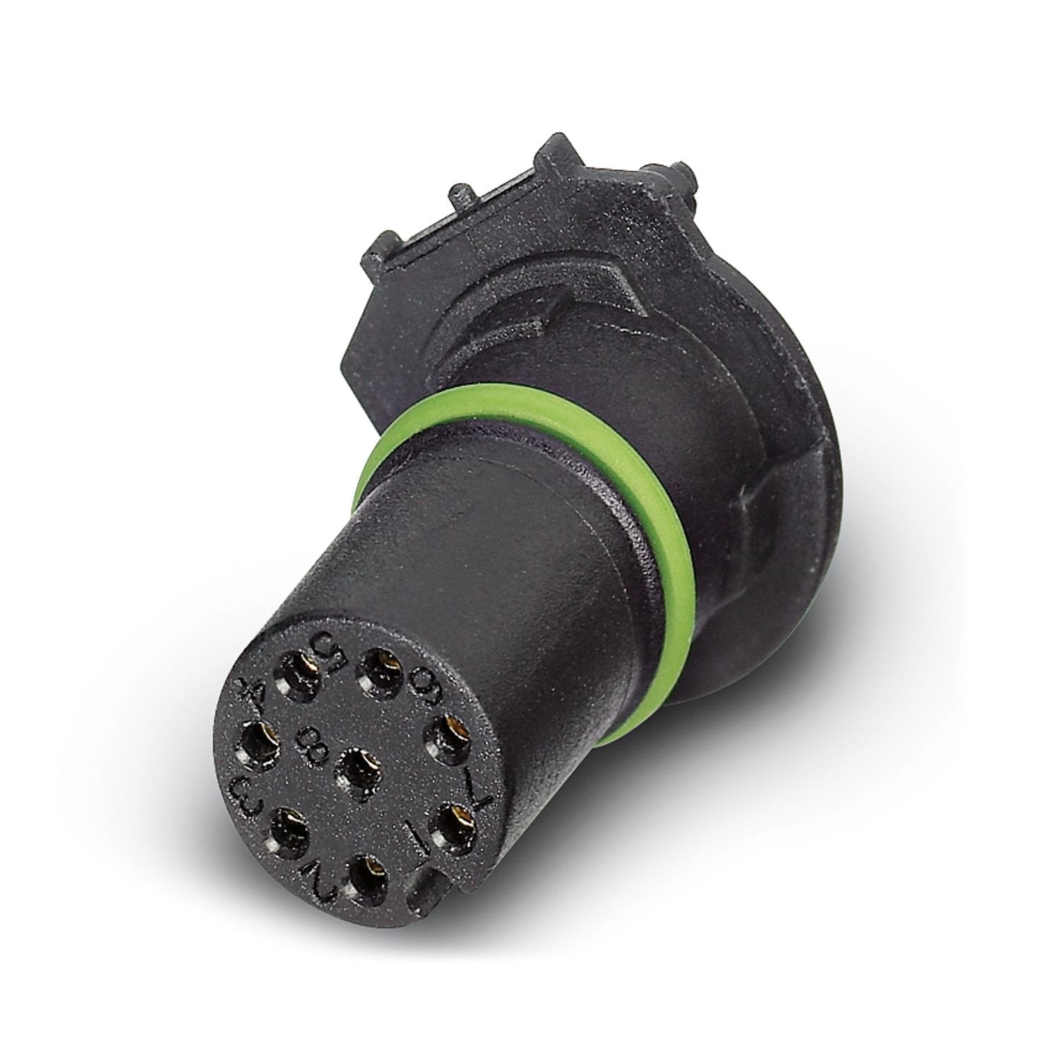 Contact carrier, 8-position, Socket, straight, M12, A-coding, THR solder connection, this item is expected to be lead-free from Q4 2025 in accordance with RoHS II without exception 6c (Pb < 0.1%), a lead-free alternative is possible on request in advance