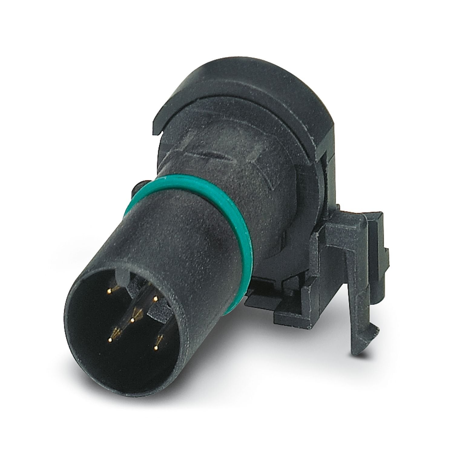 Contact carrier, 5-position, Pin, angled, M12, A-coding, Wave soldering, Item is lead-free in accordance with RoHS II without Exemption 6c (Pb < 0.1 %)
