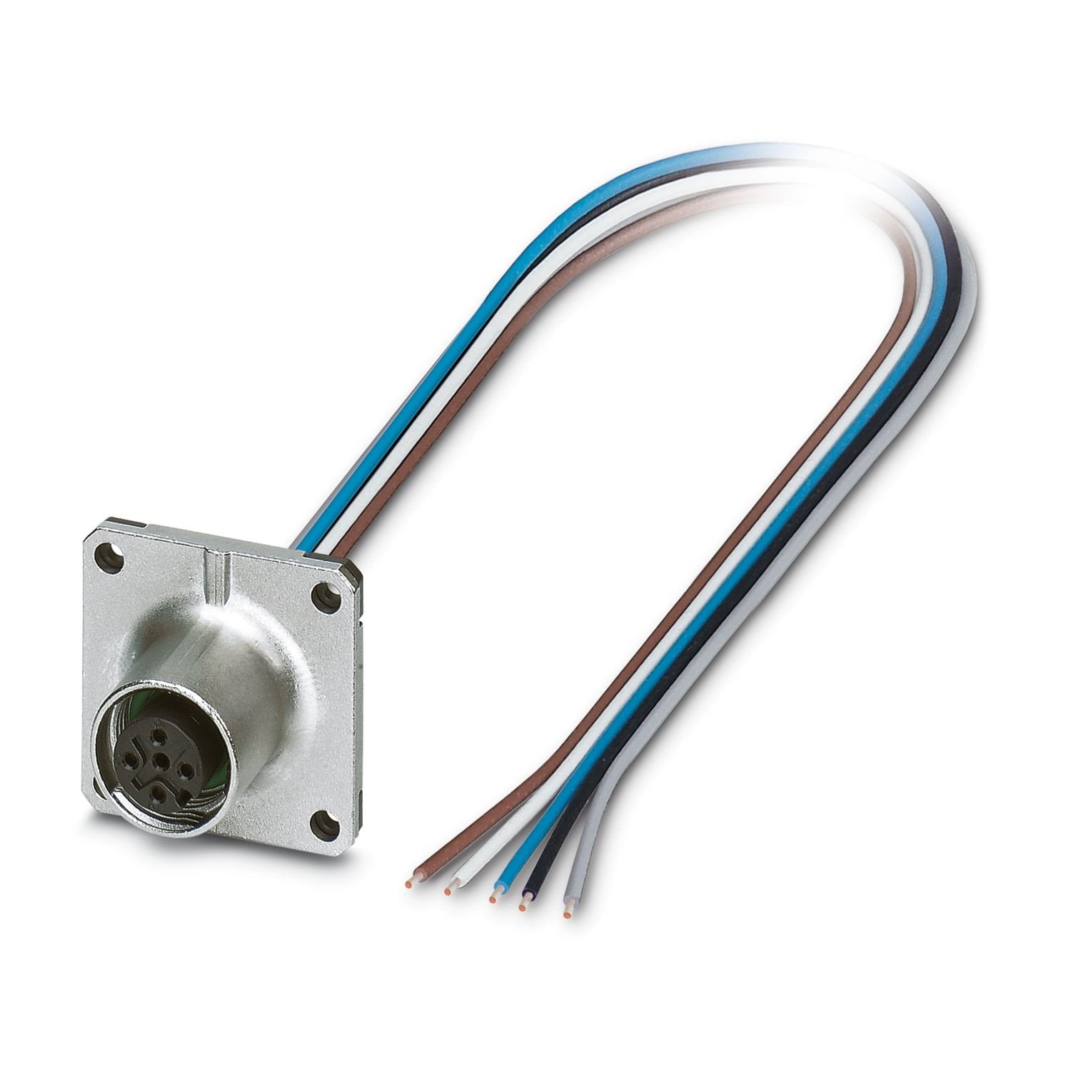 Device connector front mounting, 5-position, Socket, straight, M12-SPEEDCON, A-coding, on free cable end, Individual wires, cable length: 0.5 m, 0.34 mm 2 , TPE litz wire, potted