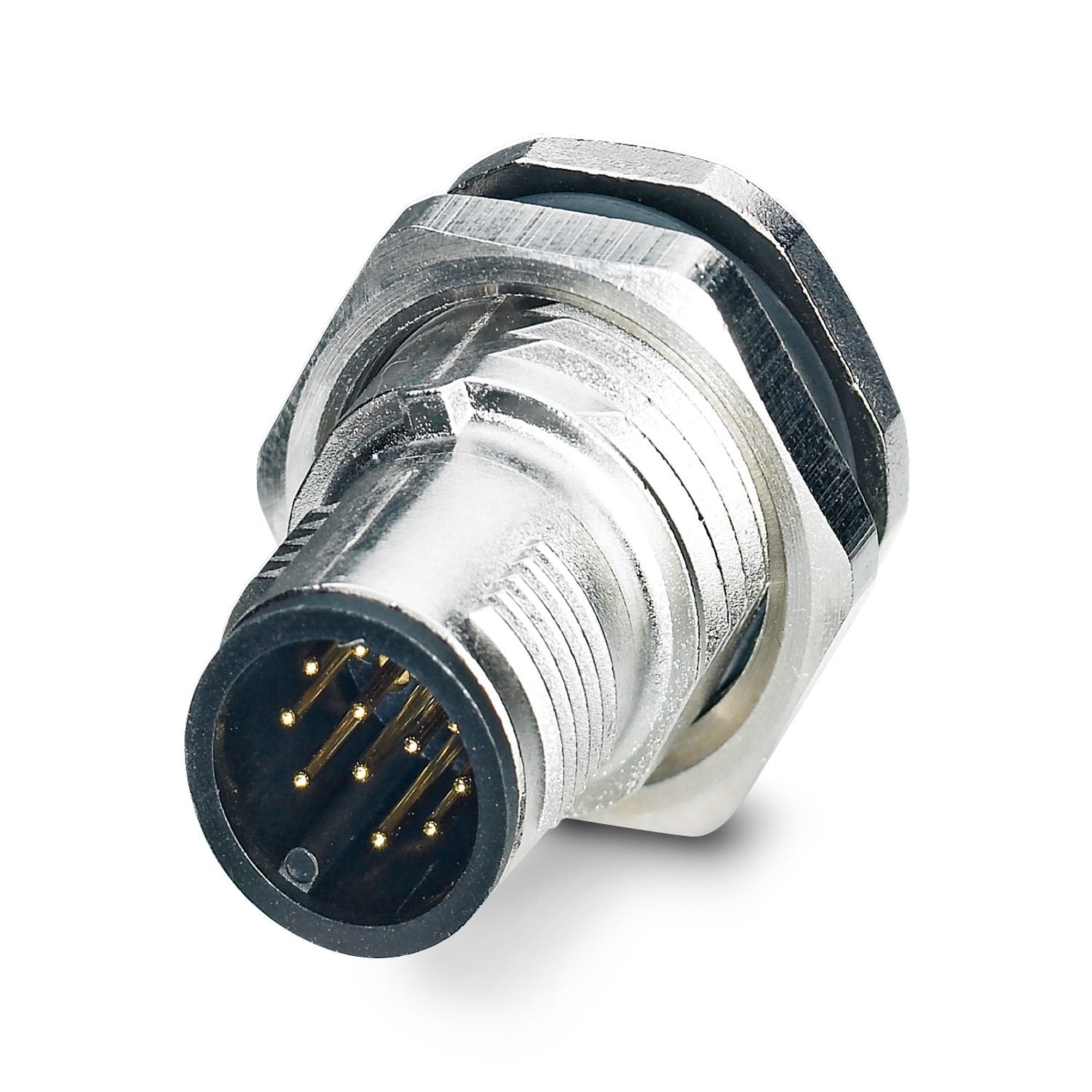 Device connector rear mounting, 12-position, Pin, straight, M12-SPEEDCON, A-coding, Wave soldering, this item is expected to be lead-free from Q2 2026 in accordance with RoHS II without exception 6c (Pb < 0.1%), a lead-free alternative is possible on request in advance