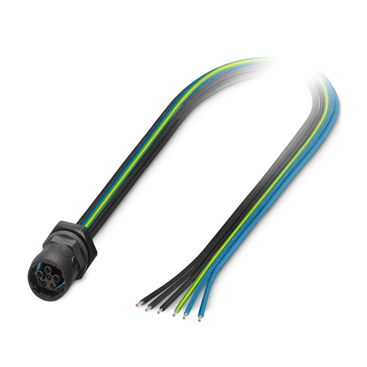 Device connector front mounting, 6-position, Socket, straight, S15, on free cable end, Individual wires, cable length: 0.5 m, 2.50 mm 2