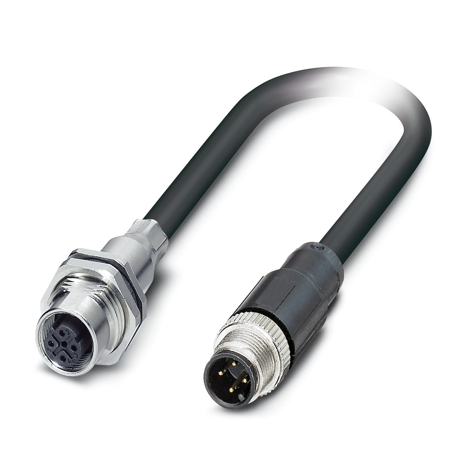 Device connector rear mounting, cable length: 1.55 m, number of positions: 4, 100 Mbps, CAT5, connection method: Cable connection, PROFINET, 1x4xAWG22/7, SF/TQ, black RAL 9005