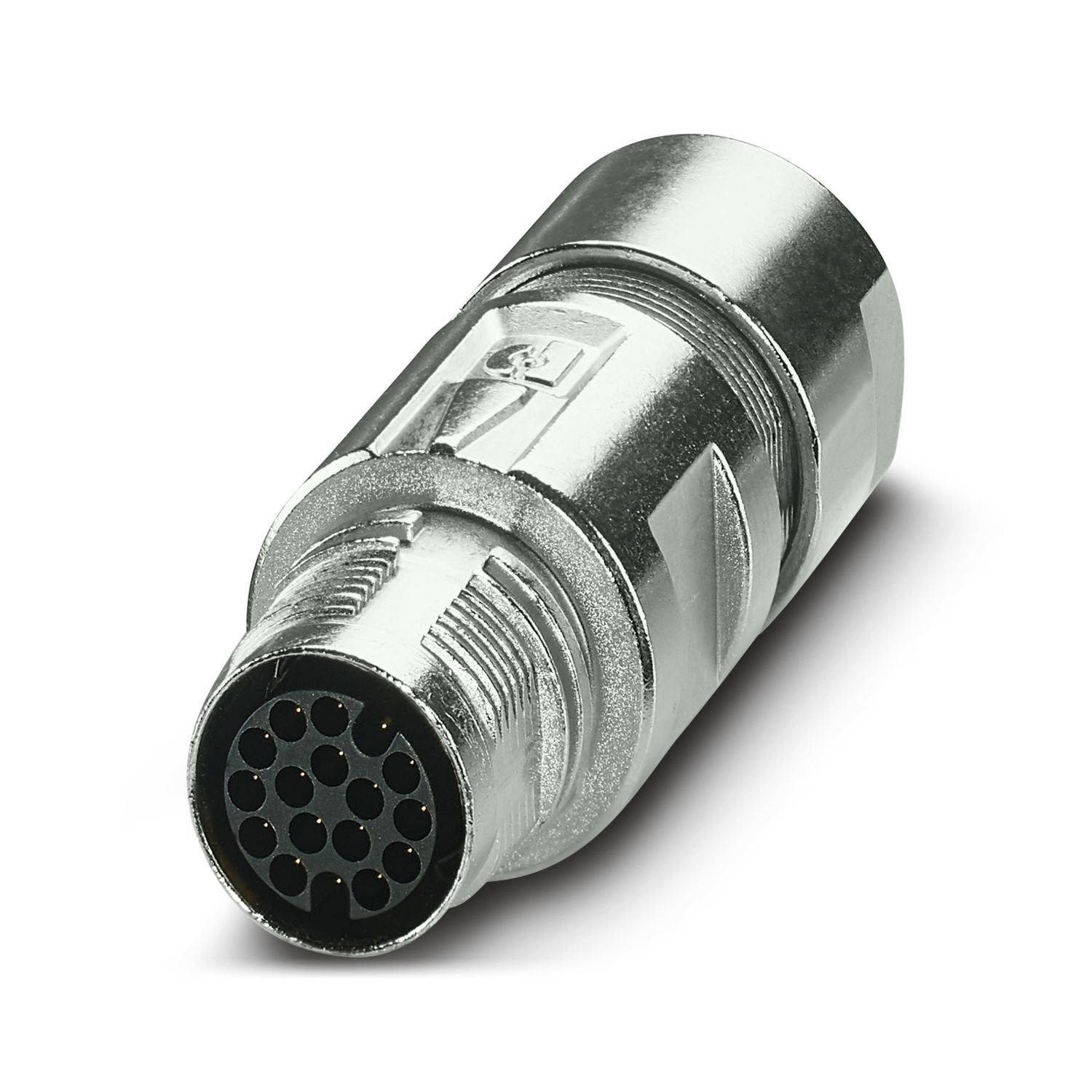 M17, Coupler connector, series: M17 PRO, straight, shielded: yes, for standard and ONECLICK fast locking system, No. of pos.: 17, contact connection type: Pin, Crimp connection, cable diameter range: 5.5 mm ... 9.5 mm, Item is lead-free in accordance with RoHS II without Exemption 6c (Pb < 0.1 %)