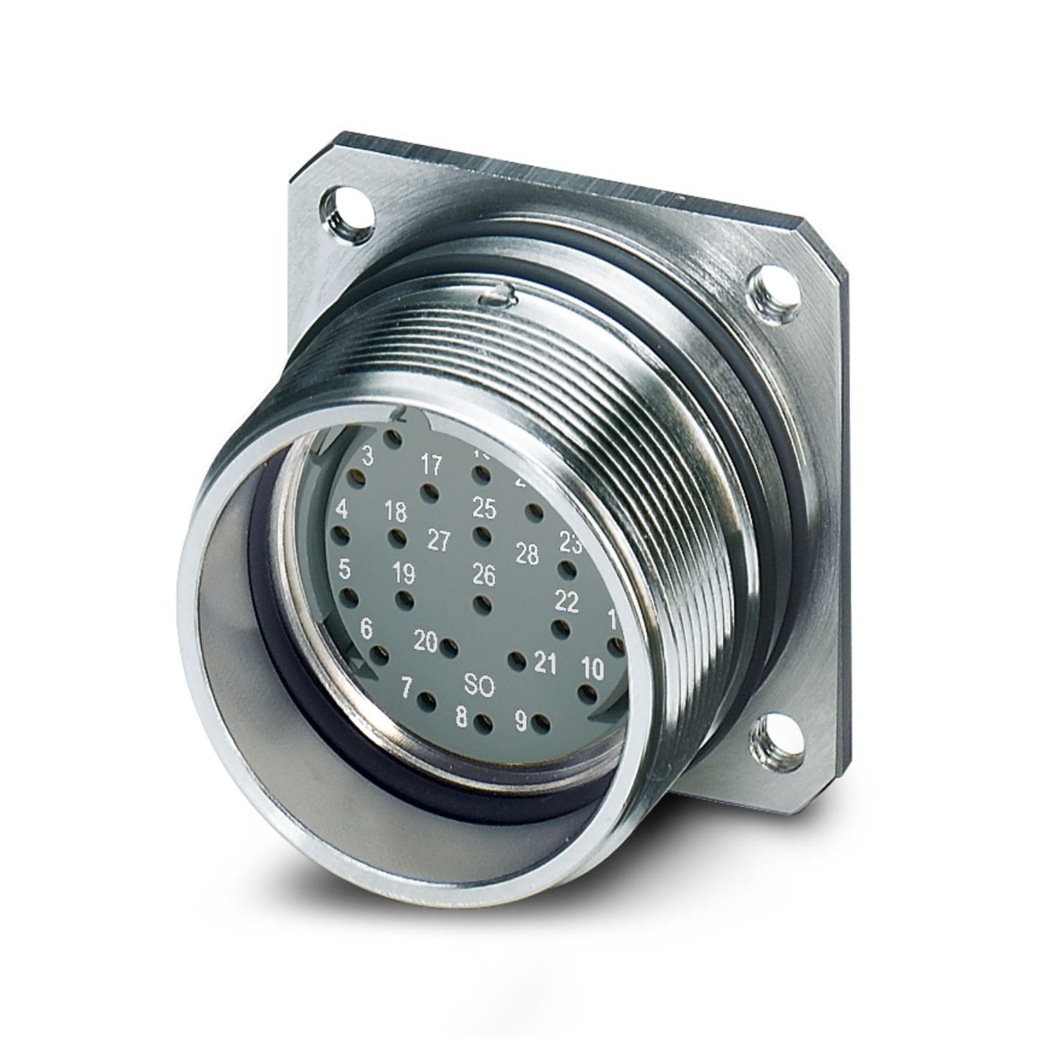 Device connector rear mounting, straight, Screw locking mechanism, M27, number of positions: 26, contact connection type: Socket, Radial O-ring, shielded: yes, number of positions: 26, connection method: Crimp connection, series: HC, this item is expected to be lead-free from Q4 2025 in accordance with RoHS II without exception 6c (Pb < 0.1%), a lead-free alternative is possible on request in advance, This product is in the process of being discontinued. This product must no longer be considered for new pro