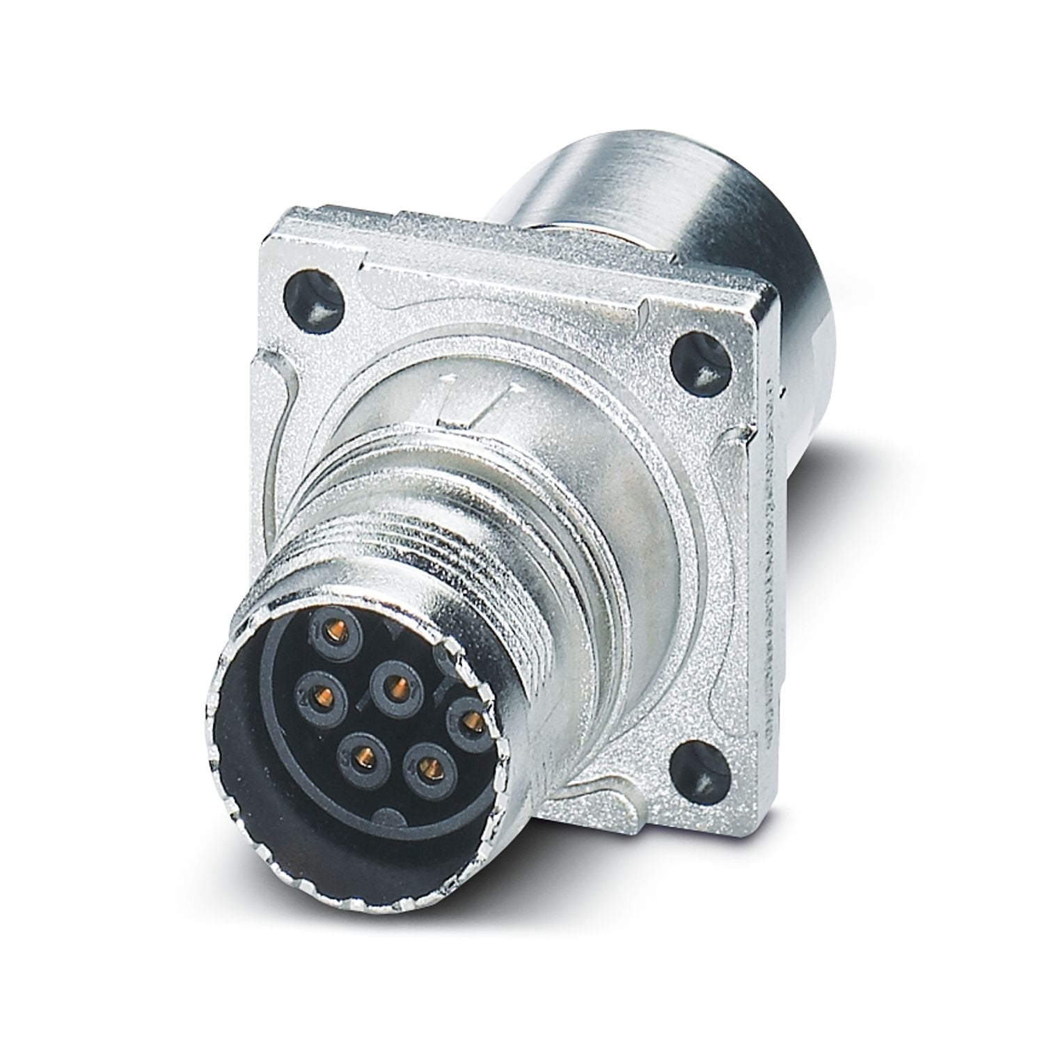 Front panel feed-through, straight, SPEEDCON, M17, number of positions: 5+3+PE, contact connection type: Socket, Flat gasket, shielded: yes, flange dimensions: 25.75 mm x 25.75 mm, cable diameter range: 9 mm ... 11 mm, number of positions: 9, connection method: Crimp connection, series: ST, This product is in the process of being discontinued. This product must no longer be considered for new projects. Please contact your sales representative for alternatives.