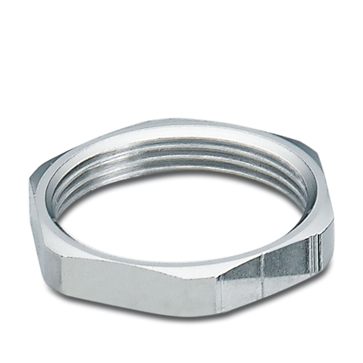 Flat nut M26 x 1 with screw locking mechanism