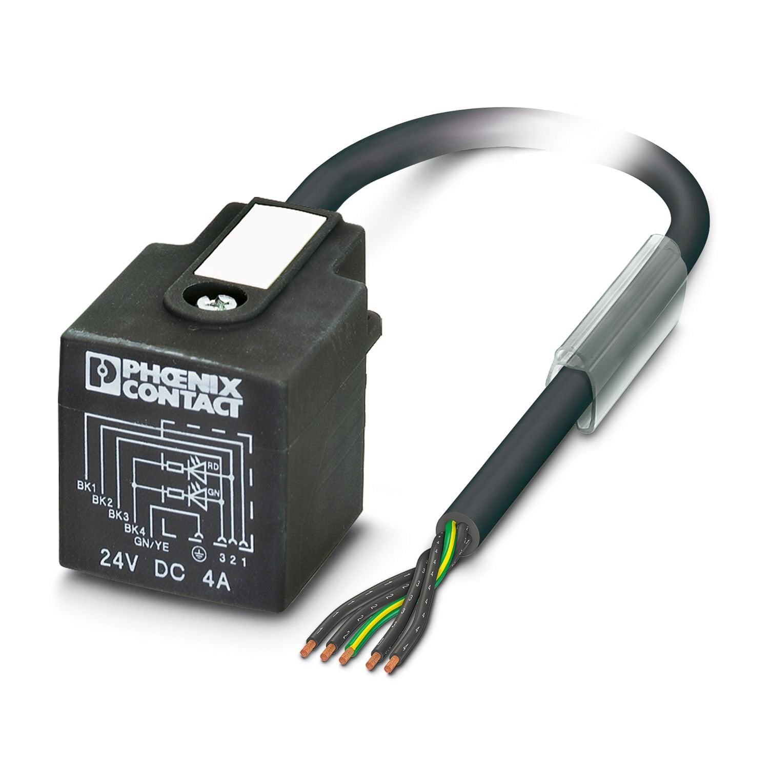 Sensor/actuator cable, 5-position, PVC, black, free cable end, on Valve connector AD (pressure switch), with 2 LEDs, Wiring: unwired, cable length: 10 m