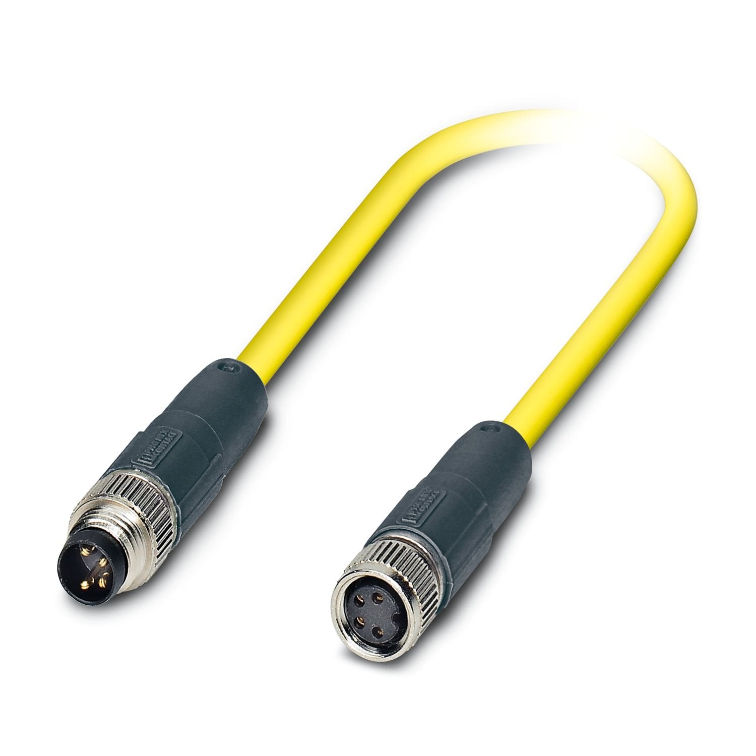 Sensor/actuator cable, 4-position, PVC, yellow, shielded, Plug straight M8, on Socket straight M8, cable length: 1.5 m