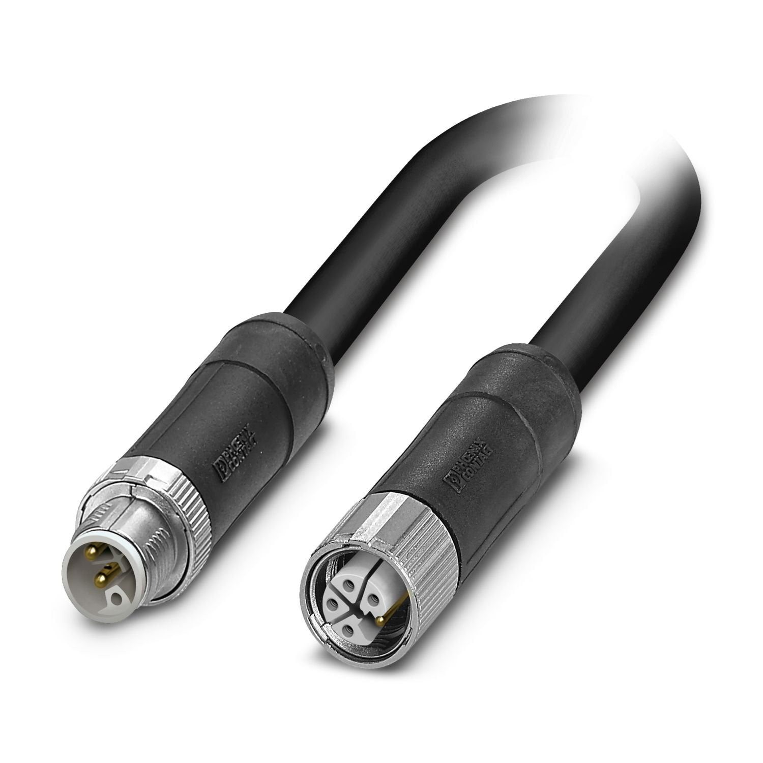 Power cable, 5-position, PVC, black, Plug straight M12, coding: L, on Socket straight M12, coding: L, cable length: 5 m
