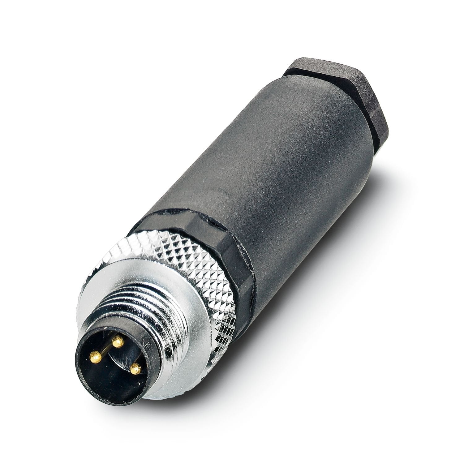 Connector, Universal, 3-position, Plug straight M8, coding: A, Screw connection, knurl material: Brass, nickel-plated, external cable diameter 3.5 mm ... 5 mm