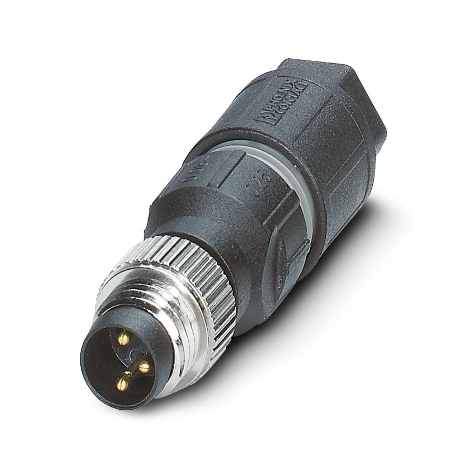 Connector, Universal, 3-position, Plug straight M8, coding: A, Insulation displacement connection, knurl material: Zinc die-cast, nickel-plated, external cable diameter 2.5 mm ... 5 mm