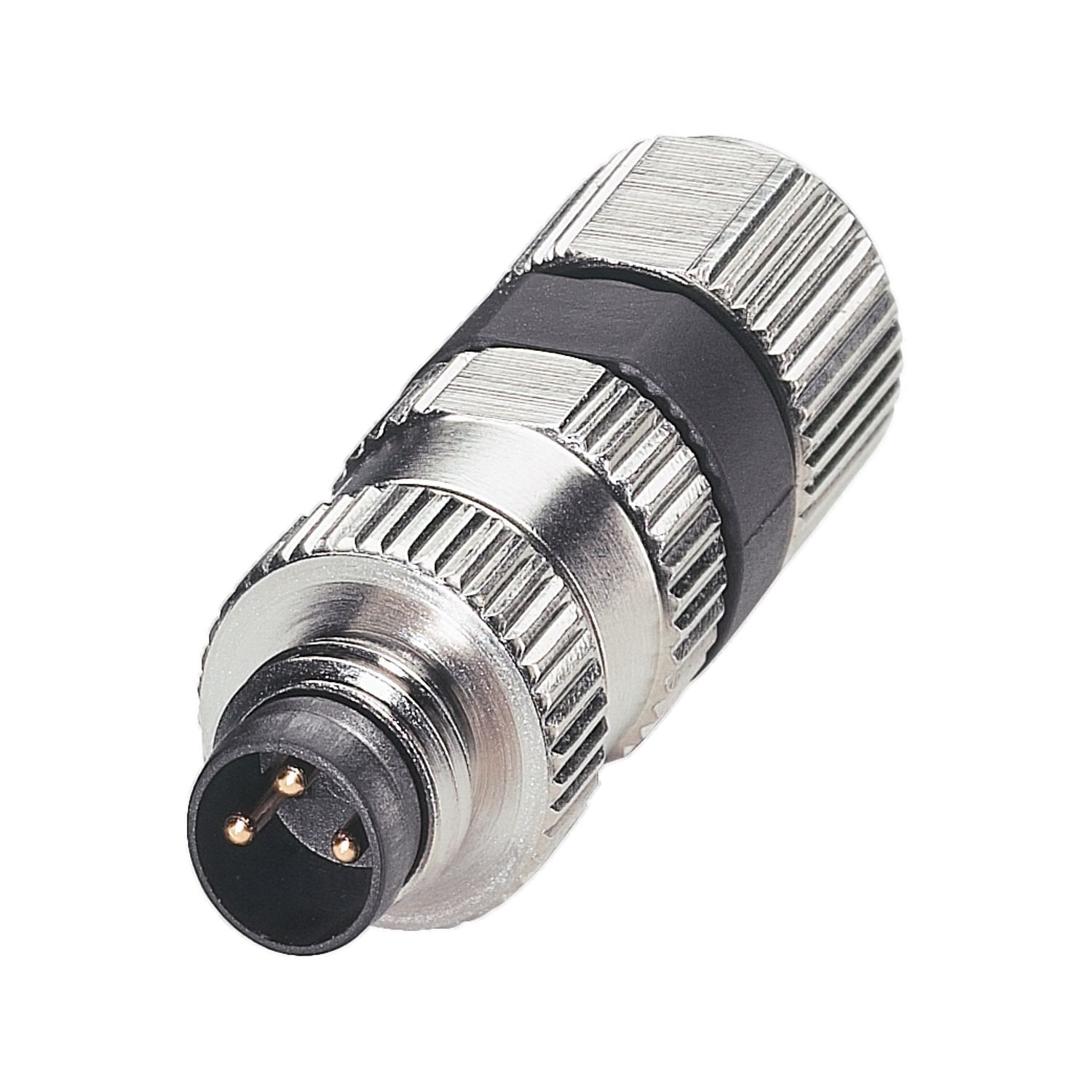 Connector, Universal, 3-position, Plug straight M8, coding: A, Piercecon® fast connection, knurl material: Brass, nickel-plated, external cable diameter 3 mm ... 5 mm