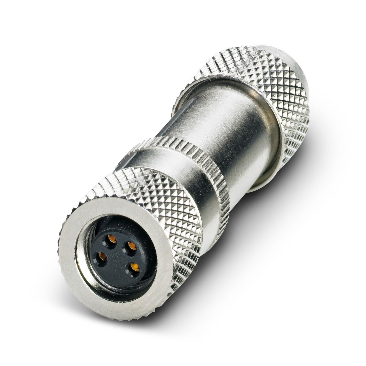 Connector, Universal, 4-position, shielded, Socket straight M8, coding: A, Solder connection, knurl material: Brass, nickel-plated, external cable diameter 3.5 mm ... 5 mm