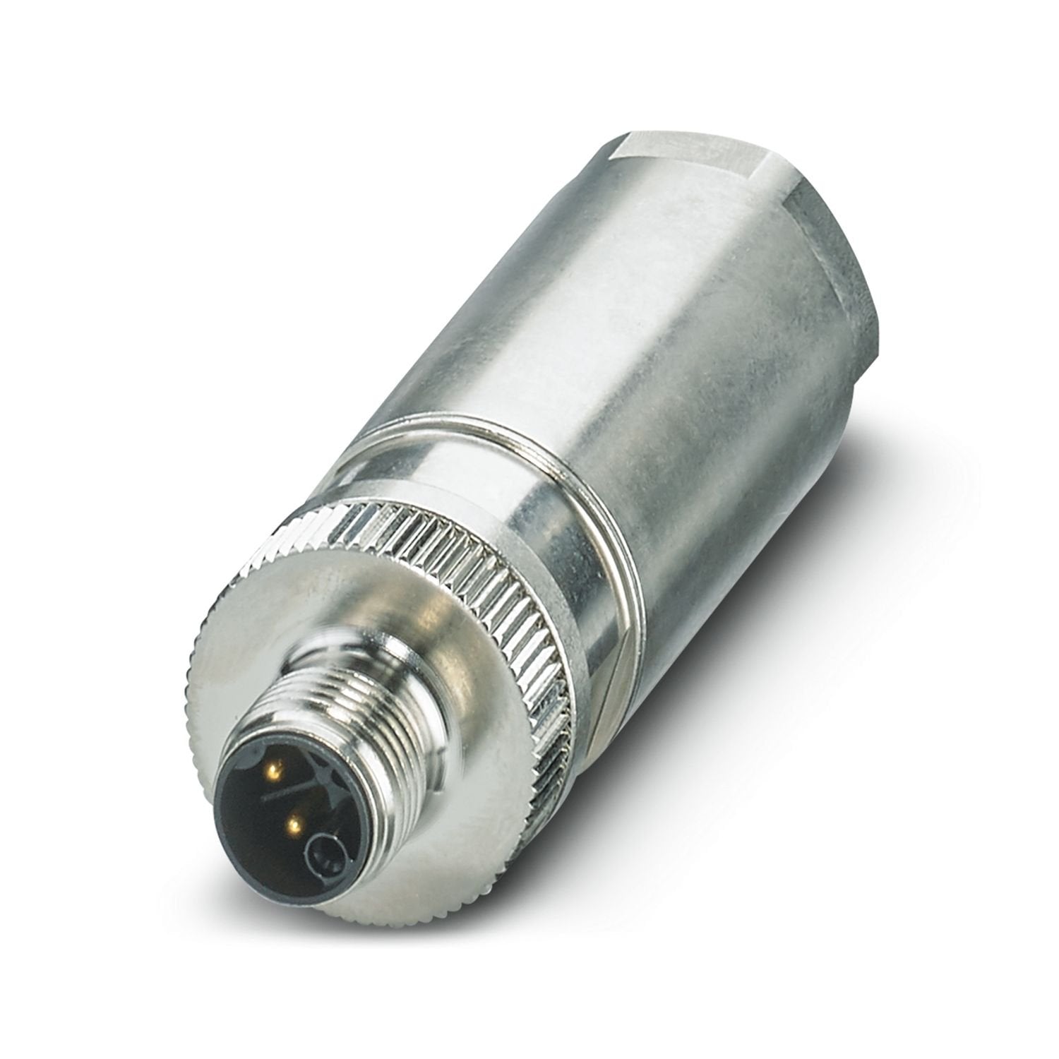 Power connector, Power, 5-position, shielded, Plug straight M12, coding: K, Push-lock spring connection, knurl material: Brass, nickel-plated, external cable diameter 8 mm ... 13 mm