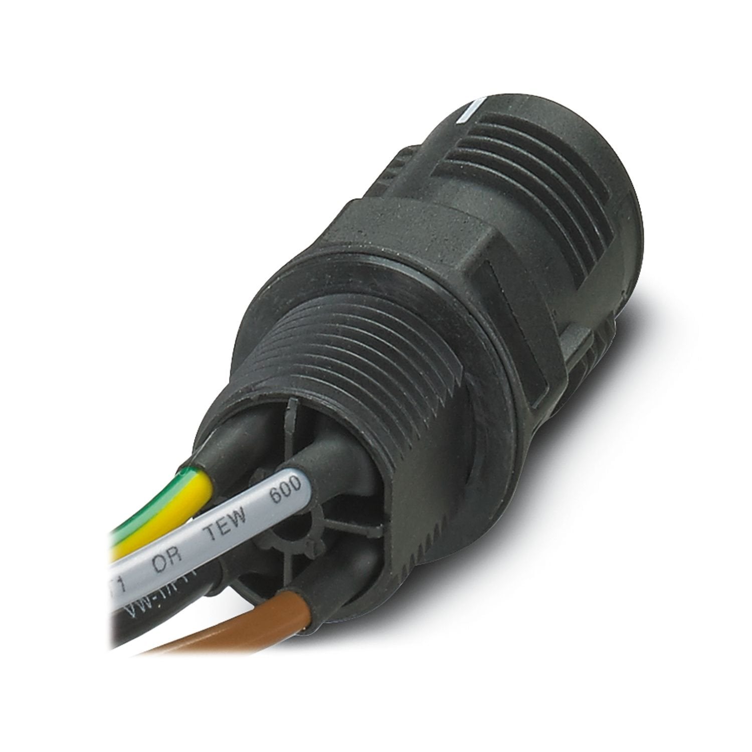 Panel feed-through, connection method: Single wires, number of positions: 3+PE, M20, 0.5 mm 2 ... 1.5 mm 2 , 690 V, 17.5 A, PA, black, without QUICKON nut, coding: Coding profile, 1.5 mm 2 , cable length: 1 m