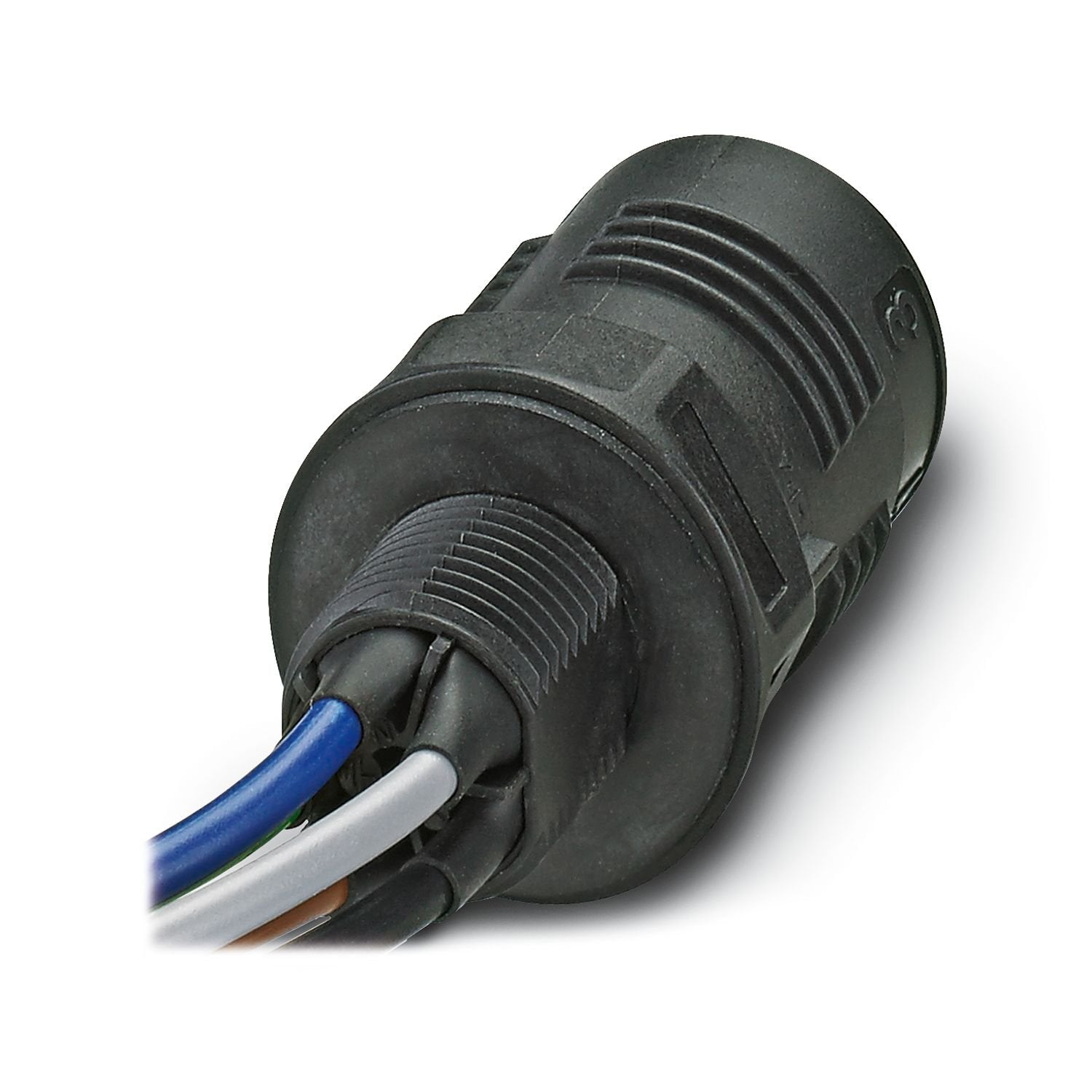 Panel feed-through, connection method: Single wires (Welded-on), number of positions: 4+PE, M20, Pin, 1 mm 2 ... 2.5 mm 2 , 690 V, 20 A, PA, black, without QUICKON nut, coding: coded, 2.5 mm 2 , wires cut flat at the end, cable length: 0.5 m