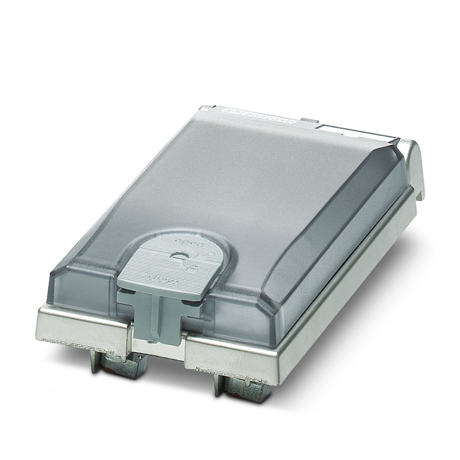 Mounting frame, for one front plate or socket, metal frame, matt nickel-plated, electrically conductive, transparent cover