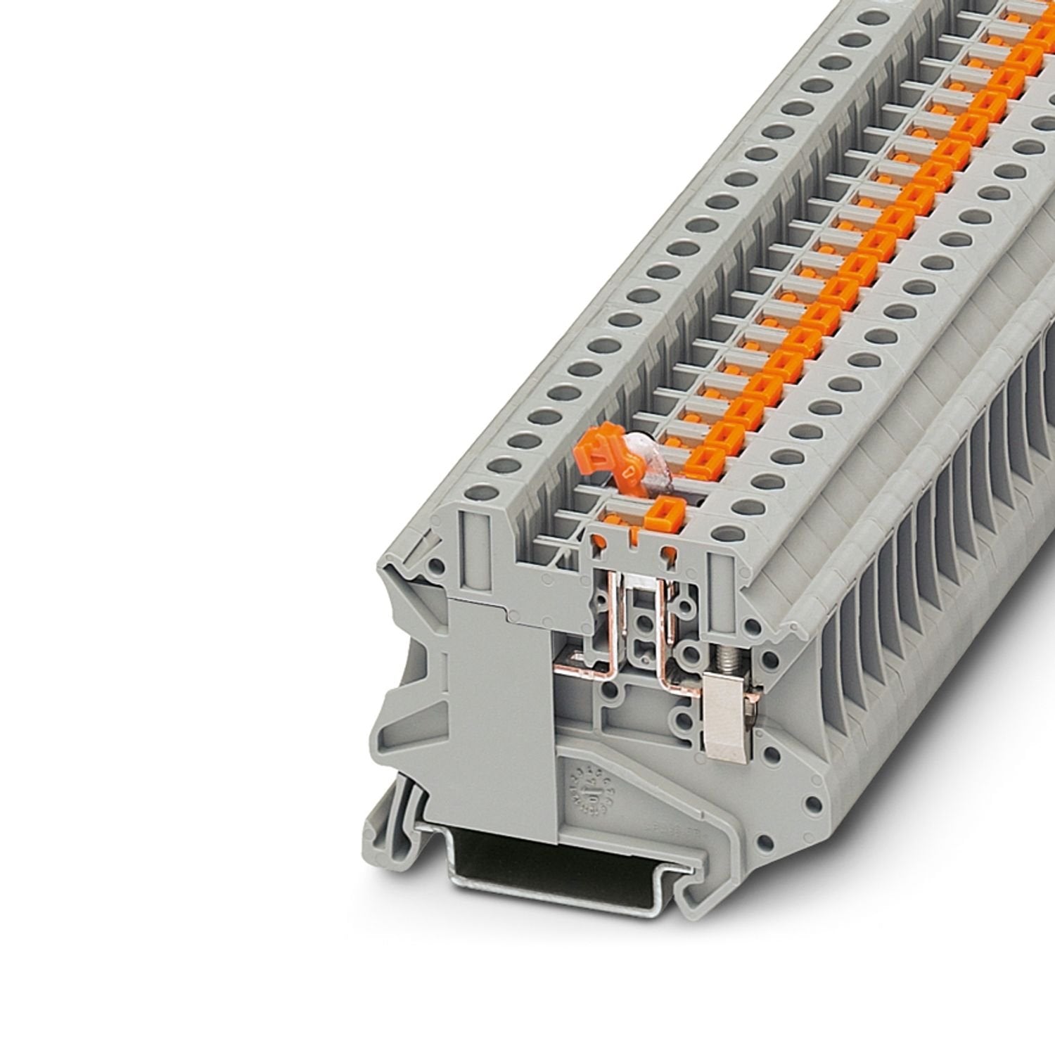 Knife-disconnect terminal block, nom. voltage: 500 V, Thermal continuous current I th : 20 A, connection method: Screw connection, Rated cross section: 4 mm 2 , cross section: 0.14 mm 2 - 6 mm 2 , mounting: NS 35/7,5, NS 35/15, color: gray