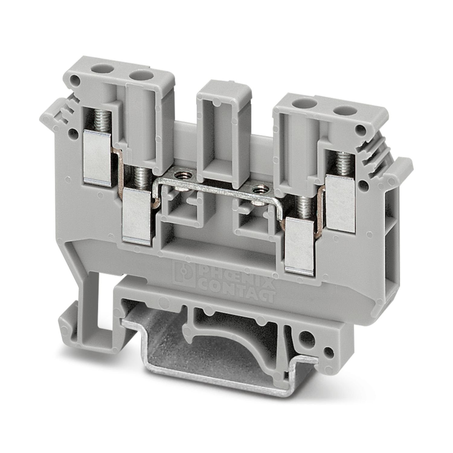 Feed-through terminal block, nom. voltage: 630 V, nominal current: 32 A, number of connections: 4, number of positions: 1, connection method: Screw connection, Rated cross section: 4 mm 2 , cross section: 0.2 mm 2 - 6 mm 2 , mounting type: NS 35/7,5, NS 35/15, NS 32, color: gray