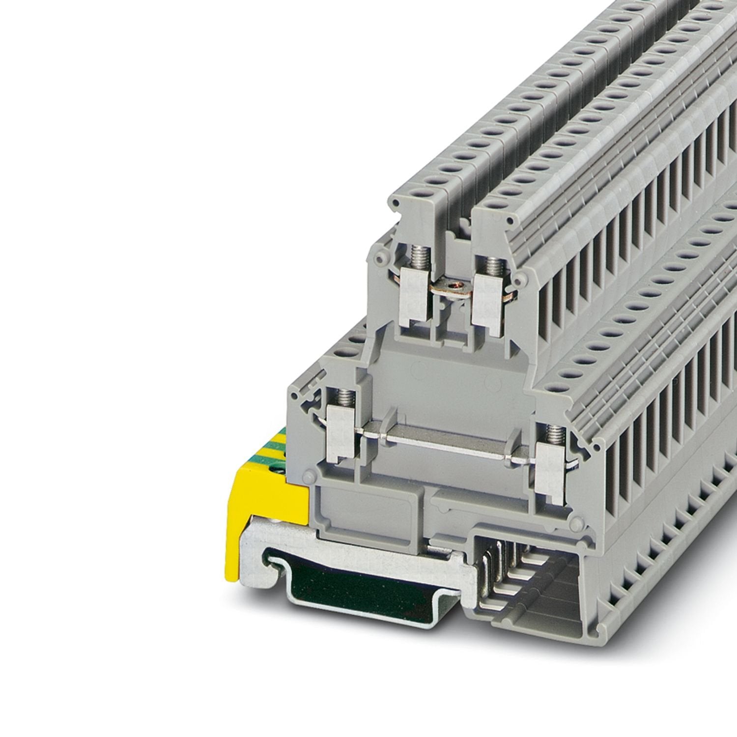 Double-level terminal block, nom. voltage: 500 V, nominal current: 30 A, connection method: Screw connection, 1st and 2nd level, Rated cross section: 4 mm 2 , cross section: 0.2 mm 2 - 4 mm 2 , mounting type: NS 35/7,5, NS 35/15, color: gray