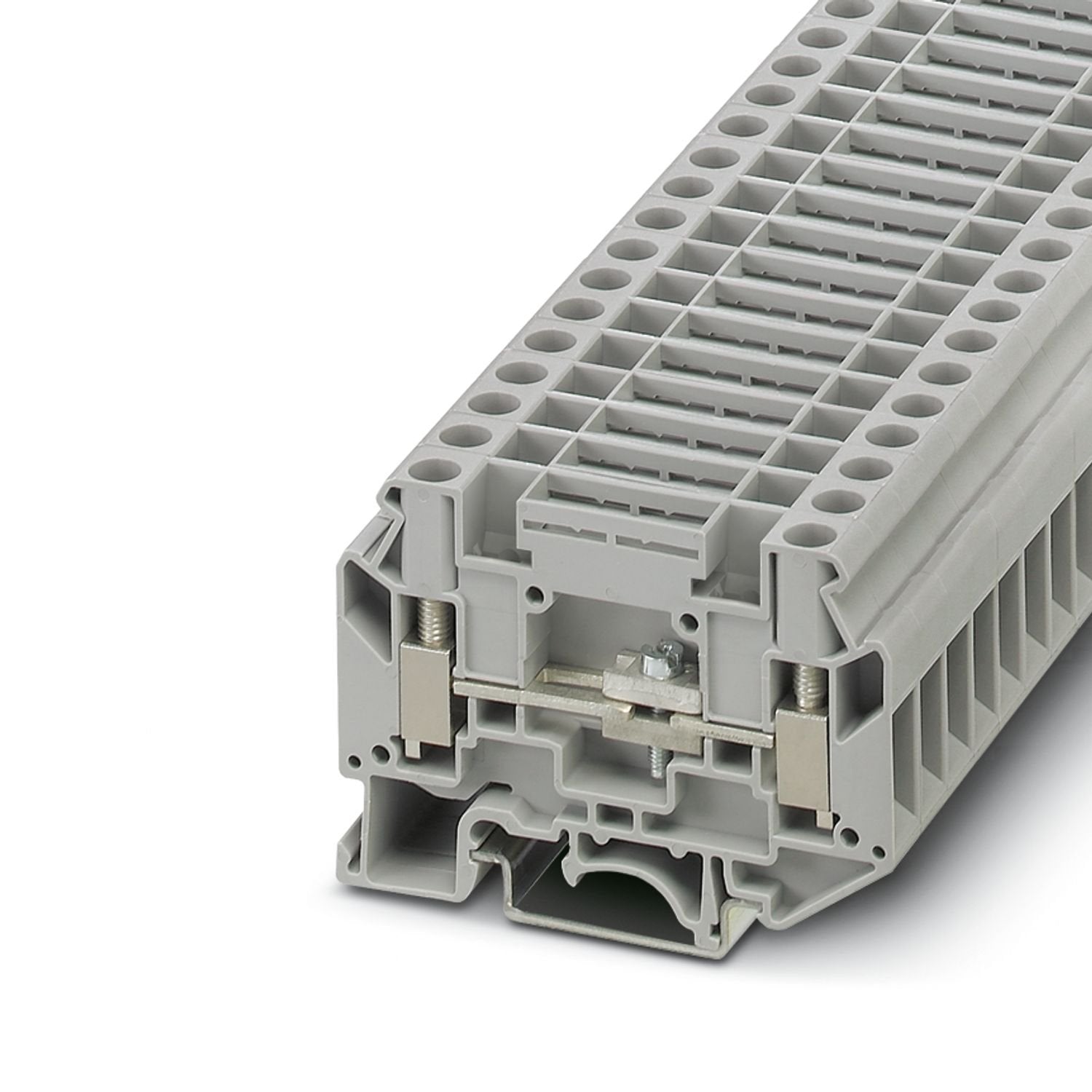 Disconnect terminal block, nom. voltage: 500 V, nominal current: 41 A, connection method: Screw connection, 1 level, Rated cross section: 6 mm 2 , cross section: 0.5 mm 2 - 10 mm 2 , mounting type: NS 35/7,5, NS 35/15, NS 32, color: gray