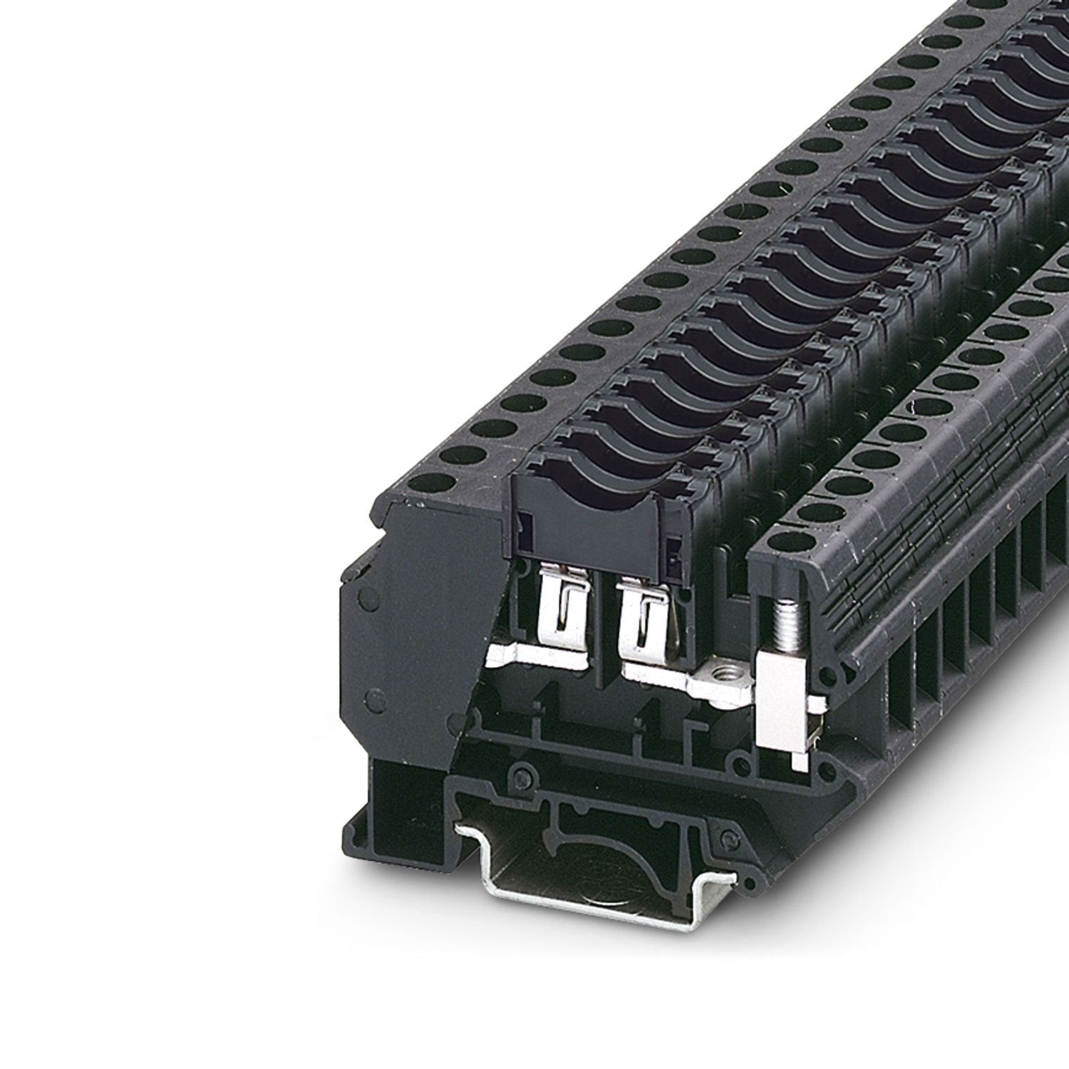 Fuse modular terminal block, fuse type: Blade, fuse type: C, nom. voltage: 250 V, nominal current: 30 A, number of positions: 1, connection method: Screw connection, 1 level, Rated cross section: 4 mm 2 , cross section: 0.2 mm 2 - 10 mm 2 , mounting type: NS 35/7,5, NS 35/15, NS 32, color: black