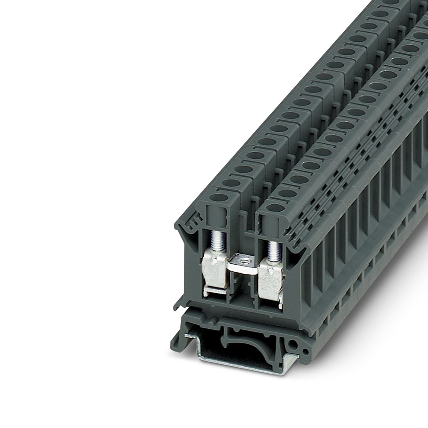 Feed-through terminal block, nom. voltage: 800 V, nominal current: 57 A, number of connections: 2, connection method: Screw connection, Rated cross section: 10 mm 2 , cross section: 1.5 mm 2 - 16 mm 2 , mounting type: NS 35/7,5, NS 35/15, NS 32, color: red