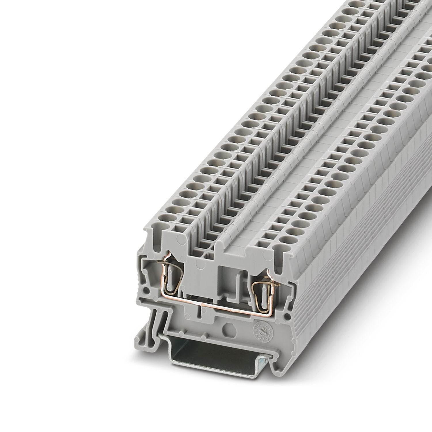 Feed-through terminal block, nom. voltage: 800 V, nominal current: 24 A, number of connections: 2, number of positions: 1, connection method: Spring-cage connection, Rated cross section: 2.5 mm 2 , cross section: 0.08 mm 2 - 4 mm 2 , mounting type: NS 35/7,5, NS 35/15, color: gray