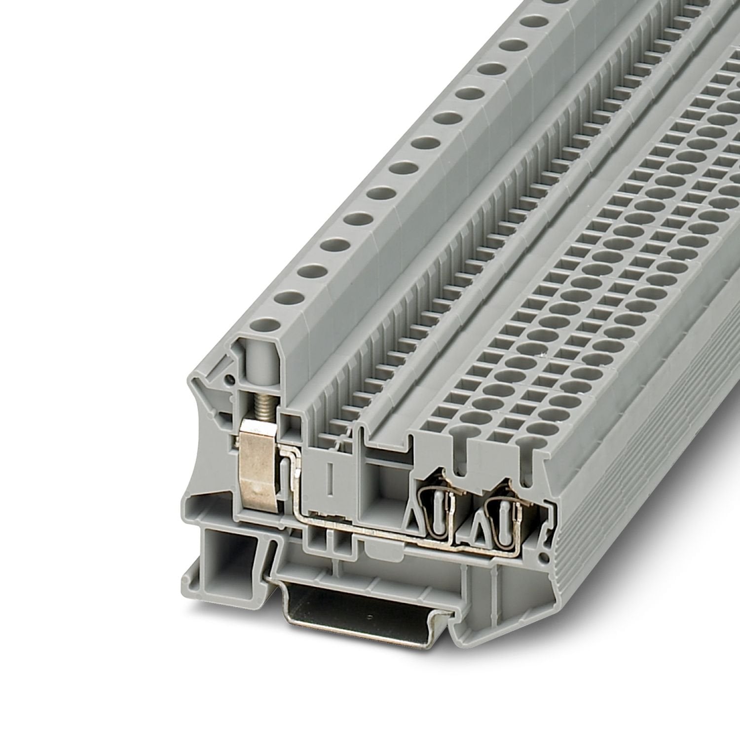 Potential collective terminal, nom. voltage: 800 V, nominal current: 55 A, connection method: Screw connection, Rated cross section: 10 mm 2 , cross section: 0.5 mm 2 - 16 mm 2 , connection method: Spring-cage connection, Rated cross section: 2.5 mm 2 , cross section: 0.08 mm 2 - 4 mm 2 , mounting: NS 35/7,5, NS 35/15, color: gray