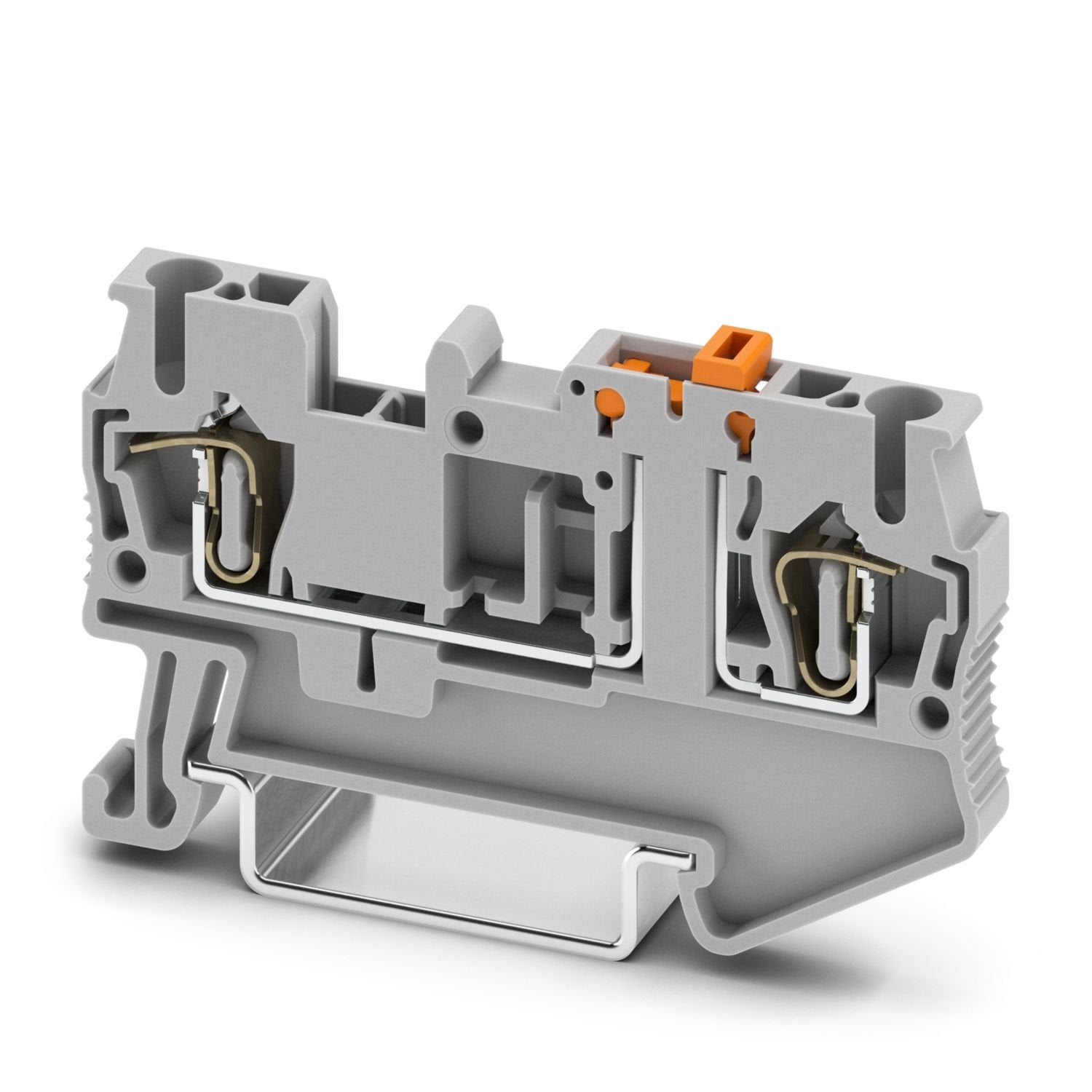 Knife-disconnect terminal block, nom. voltage: 400 V, nominal current: 20 A, connection method: Spring-cage connection, Rated cross section: 2.5 mm 2 , cross section: 0.08 mm 2 - 4 mm 2 , mounting: NS 35/7,5, NS 35/15, color: gray
