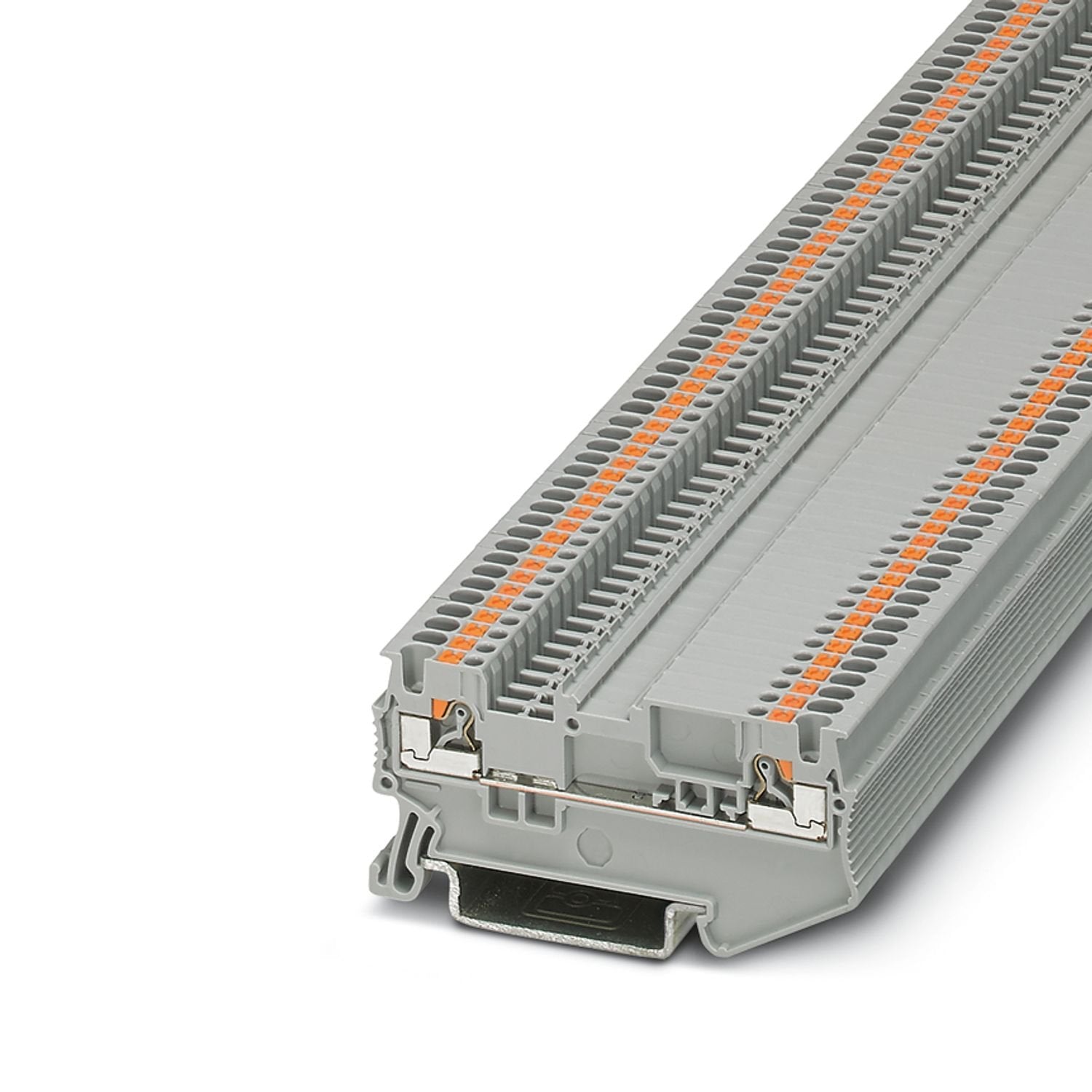 Feed-through modular terminal block, same shape as disconnect terminal block, nom. voltage: 400 V, nominal current: 17.5 A, 1 level, connection method: Push-in connection, Rated cross section: 1.5 mm 2 , cross section: 0.14 mm 2 - 1.5 mm 2 , mounting: NS 35/7,5, NS 35/15, color: gray