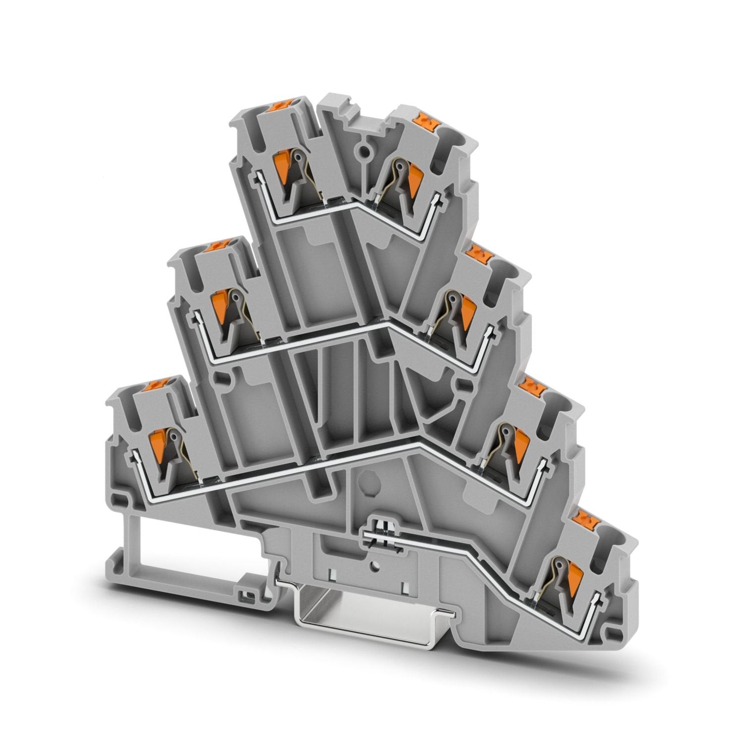 Motor terminal block, four-level, connection method: push-in connection, cross section: 0.14 mm 2 - 4 mm 2 , AWG: 26- 12, width: 5.2 mm, height: 91.1 mm, color: gray, mounting type: NS 35/7,5, NS 35/15